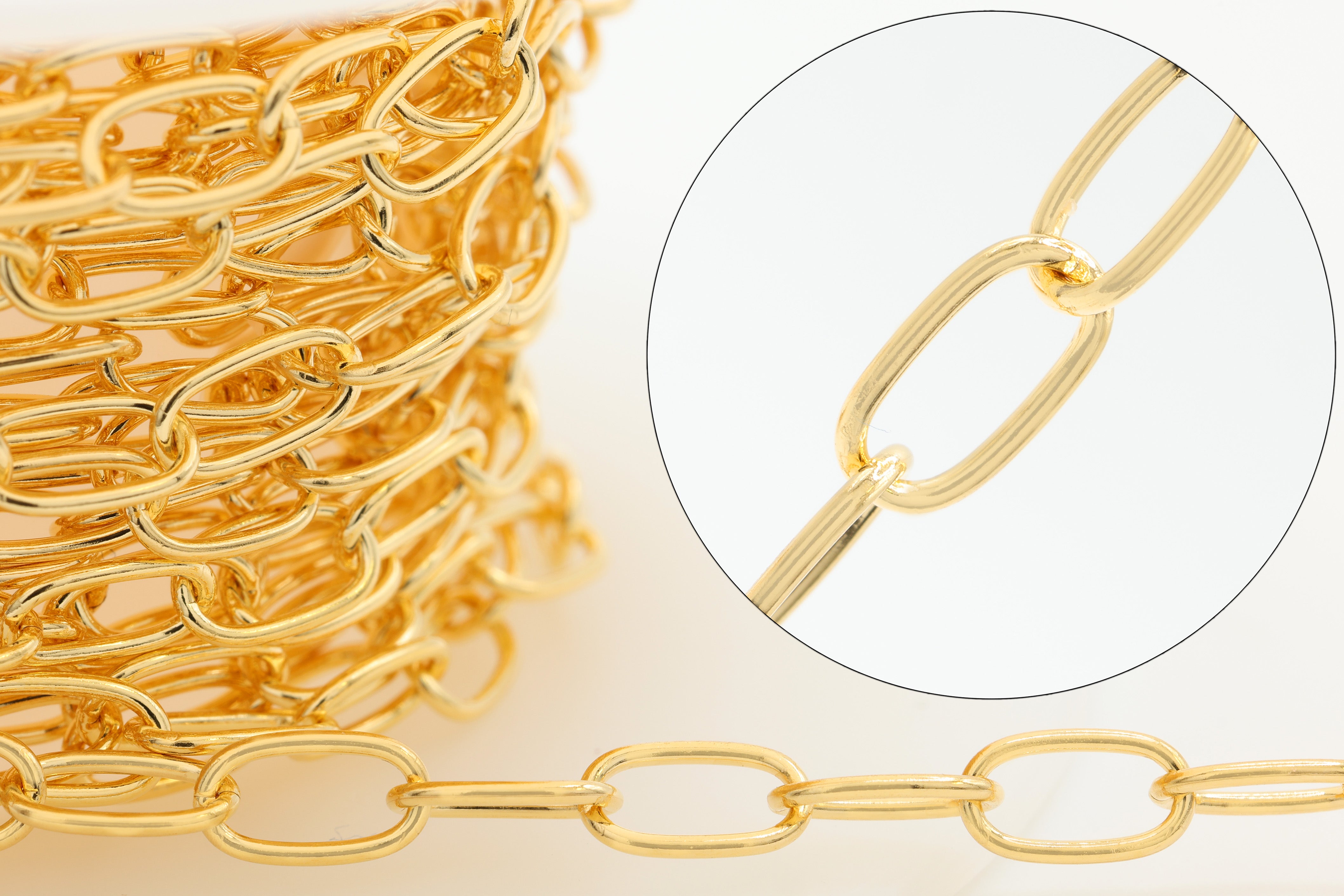 3.5mm x 6mm Oval Cable Chain, 14/20 Gold-Filled, Wholesale, Pay Per Foot, Jewelry Making Chain