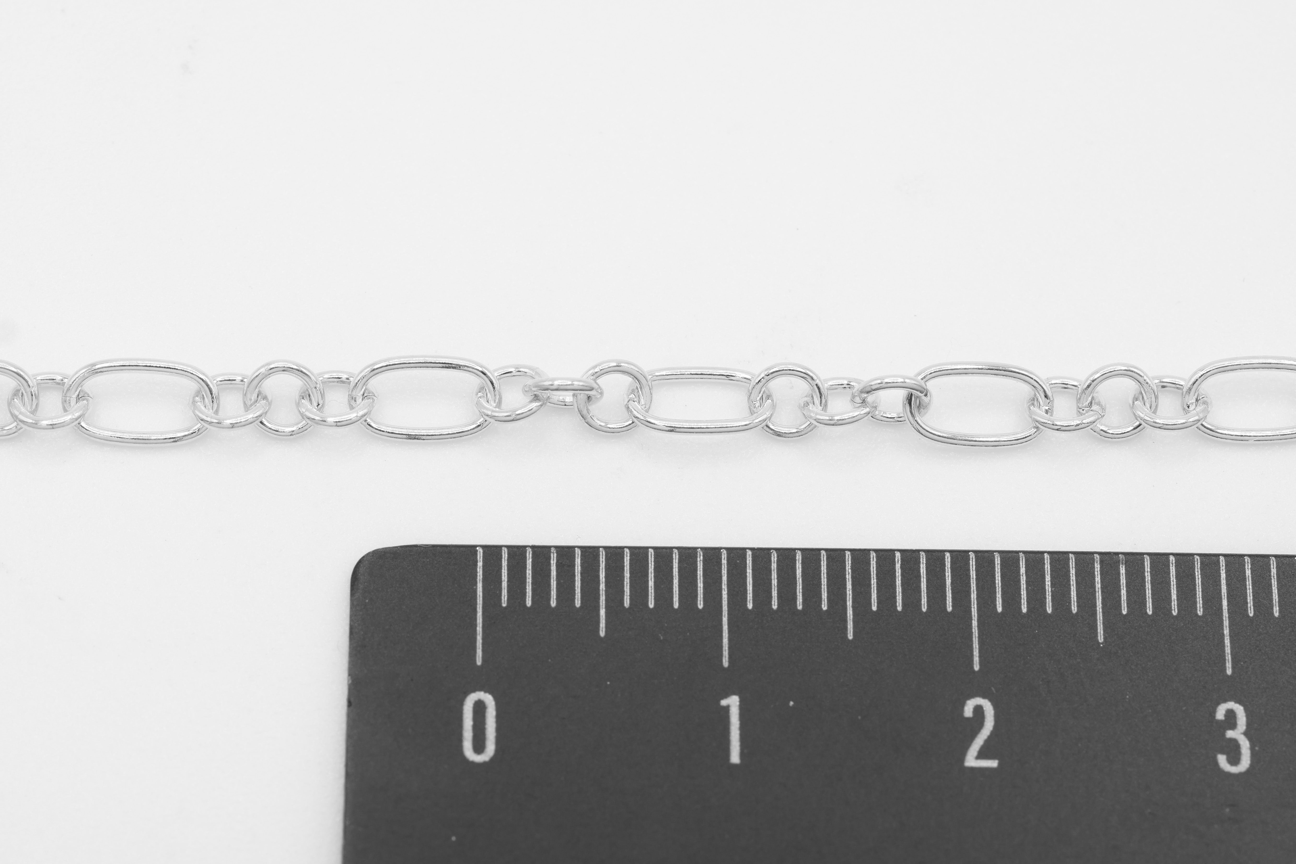 3.5mm x 6mm 3 Long & 1 Short Chain, 925 Sterling Silver, Wholesale, Pay Per Foot, Jewelry Making Chain