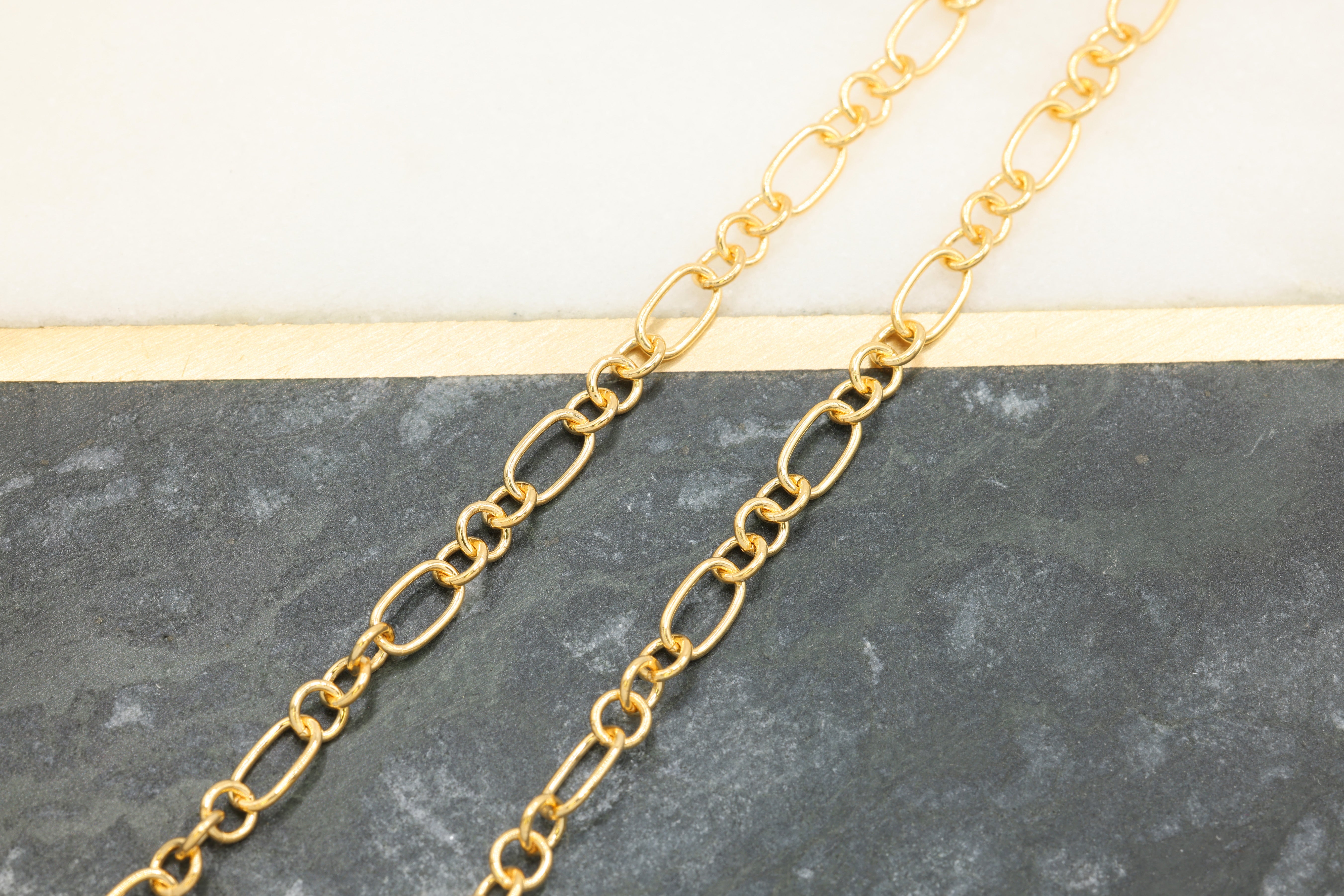 3.5mm x 6mm 3 Long & 1 Short Chain, 14/20 Gold-Filled, Wholesale, Pay Per Foot, Jewelry Making Chain
