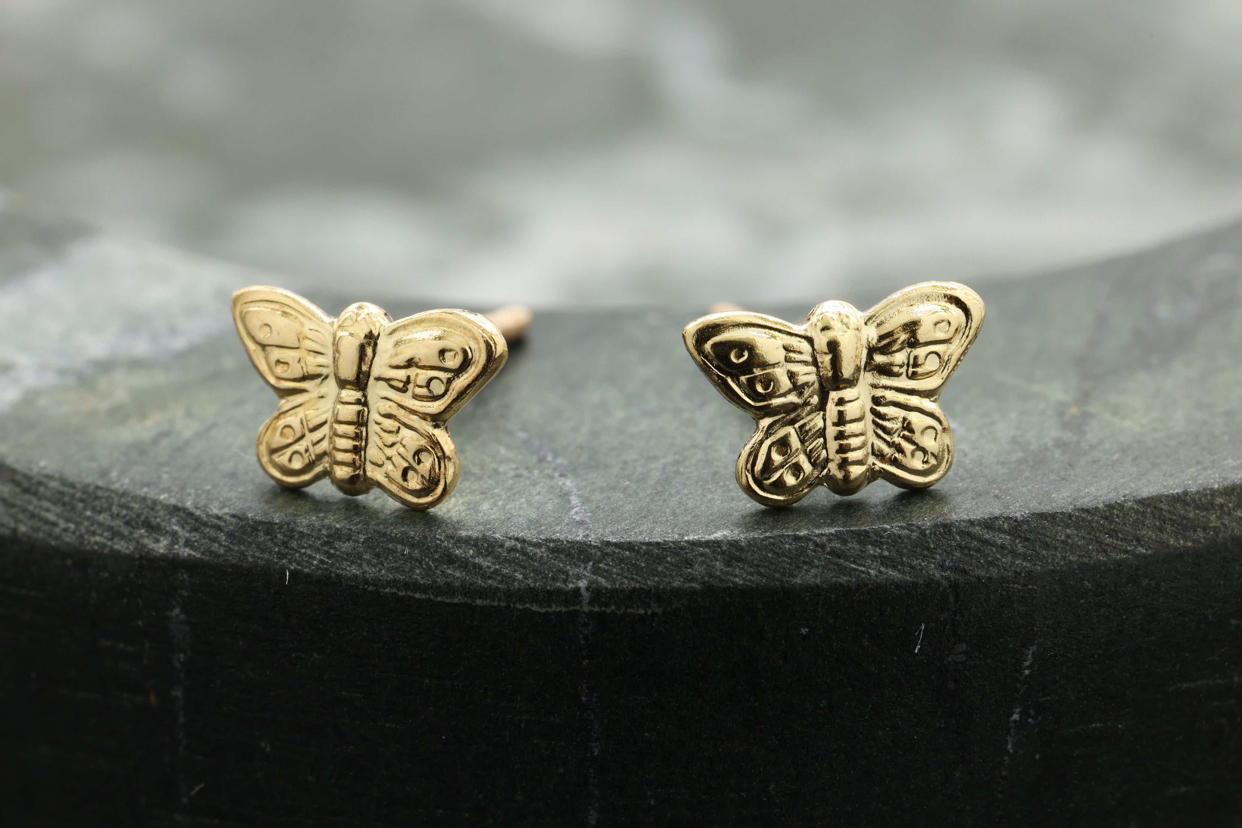 Butterfly Stud Earring, 14/20 Gold-Filled, 7mm x 4mm, Wholesale, Insect Dainty Minimalist Jewelry Earrings