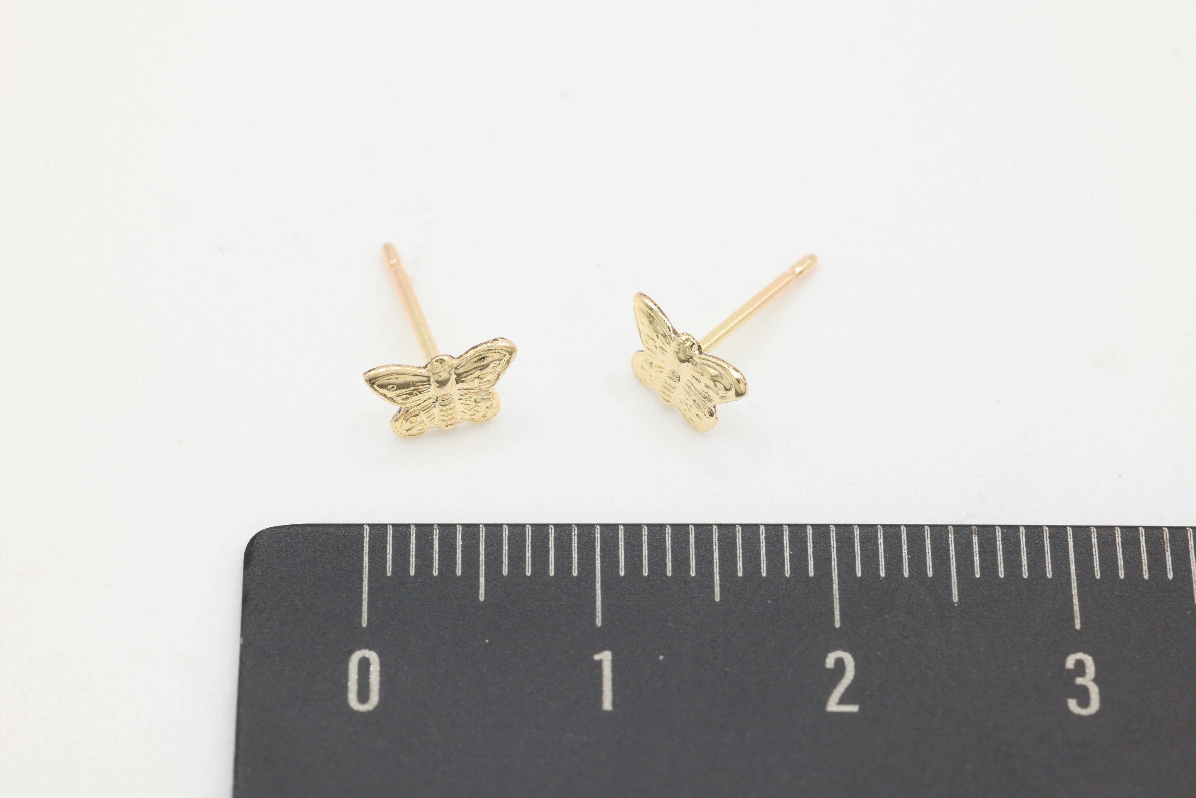 Butterfly Stud Earring, 14/20 Gold-Filled, 7mm x 4mm, Wholesale, Insect Dainty Minimalist Jewelry Earrings