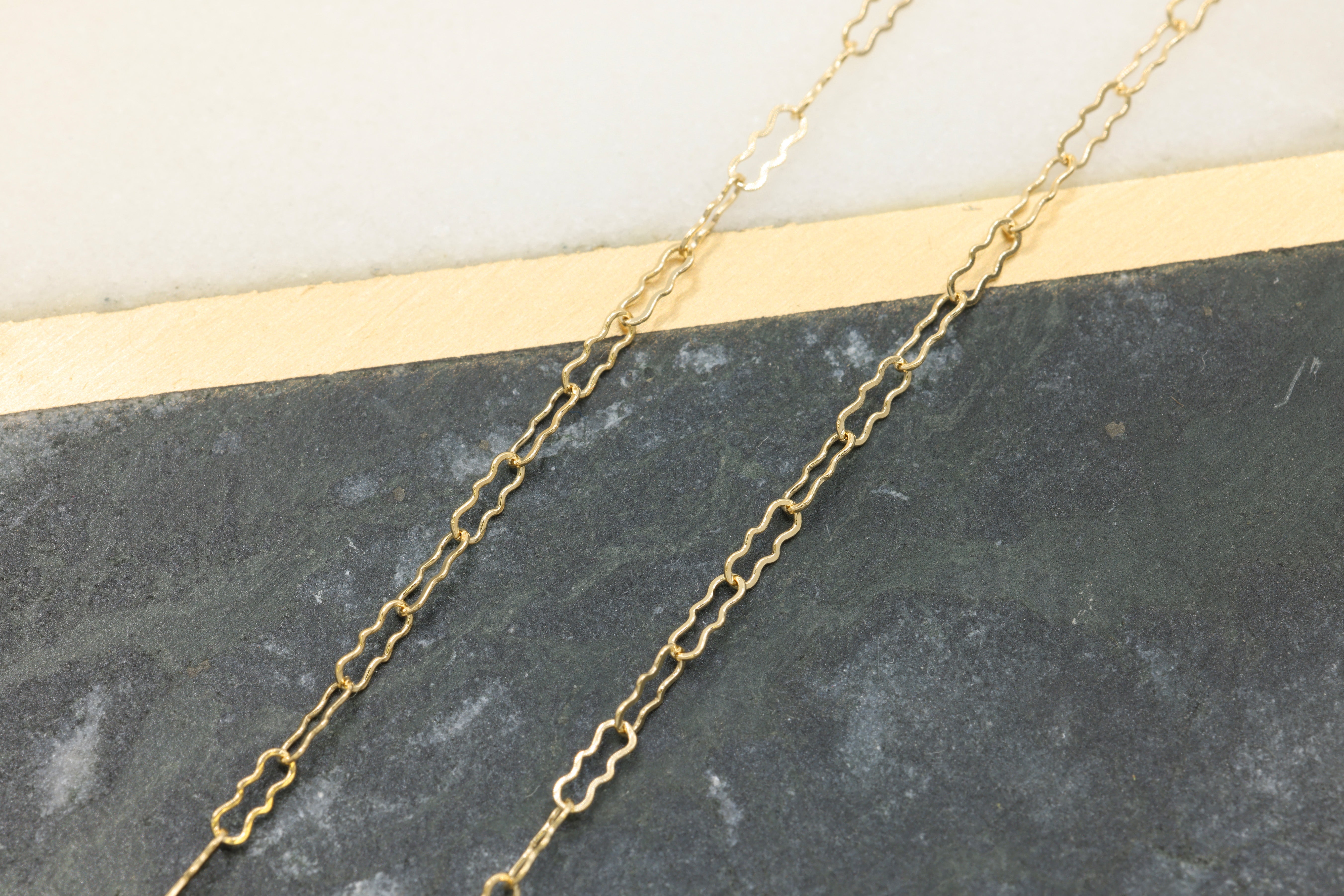 1.5mm x 4mm Flat Krinkle Chain, 14/20 Gold-Filled, Wholesale, Pay Per Foot, Jewelry Making Chain
