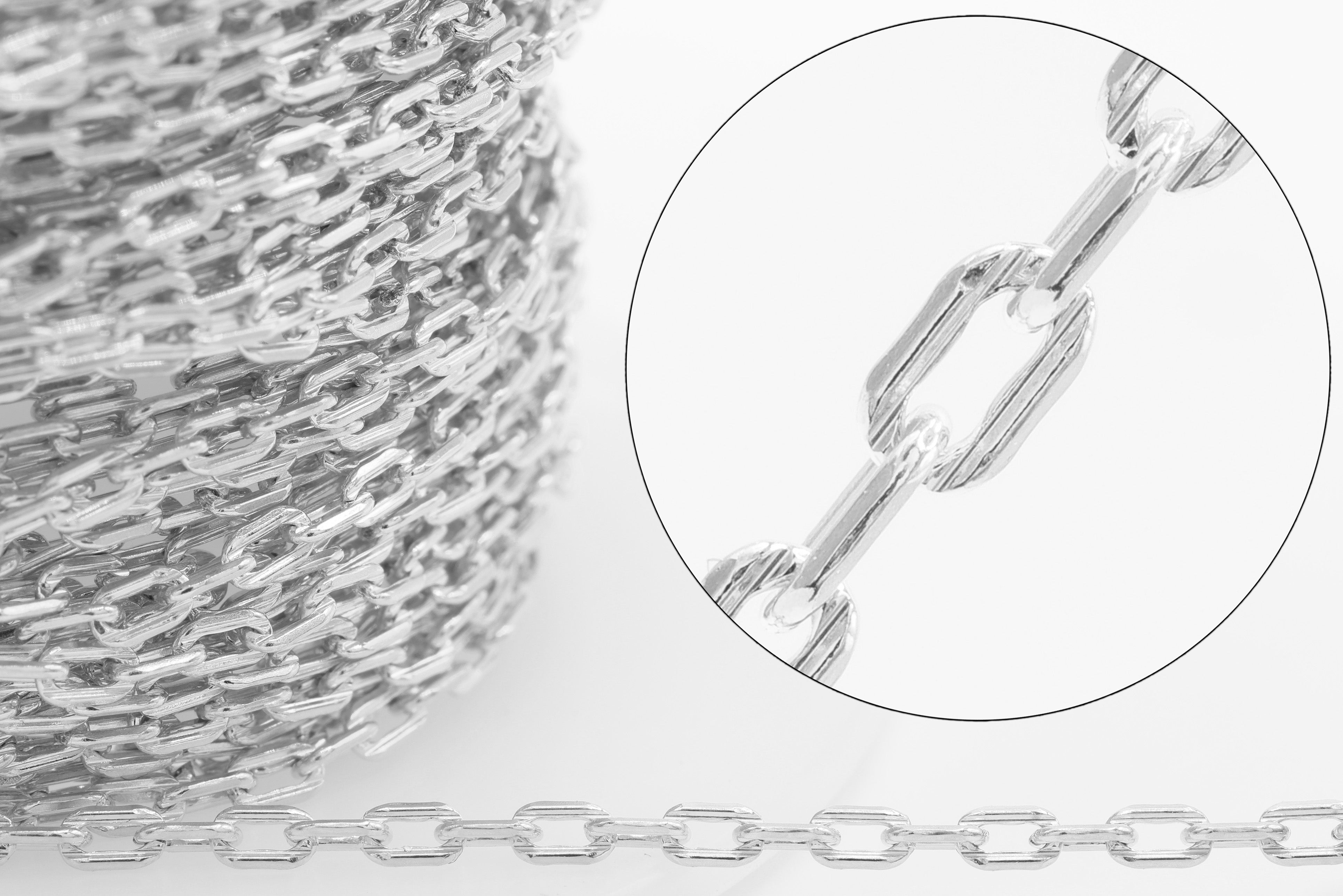 1.8mm Flat Oval Textured Cable Chain, 925 Sterling Silver, Wholesale, Pay Per Foot, Jewelry Making Chain