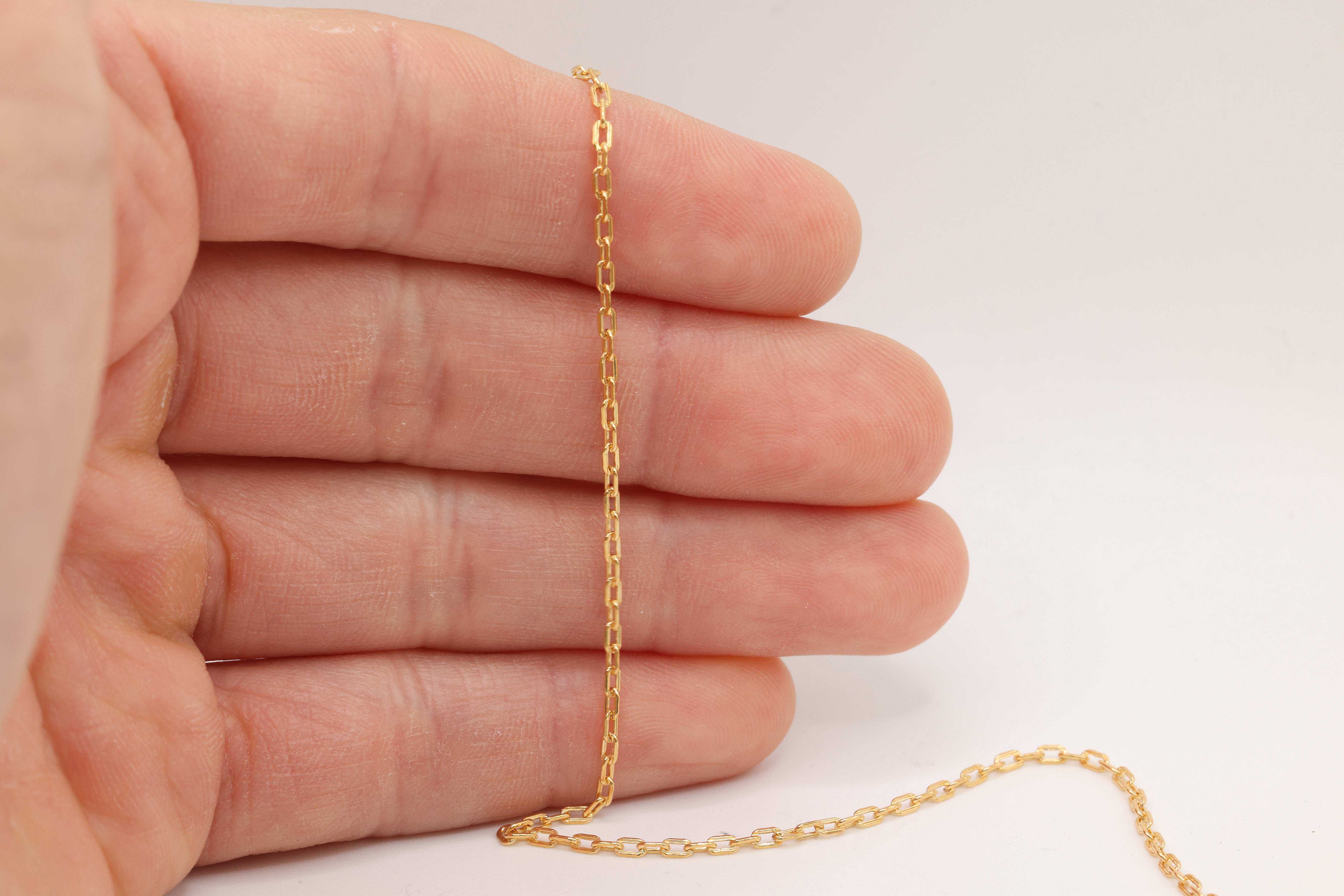1.8mm Flat Oval Textured Cable Chain, 14/20 Gold-Filled, Wholesale, Pay Per Foot, Jewelry Making Chain