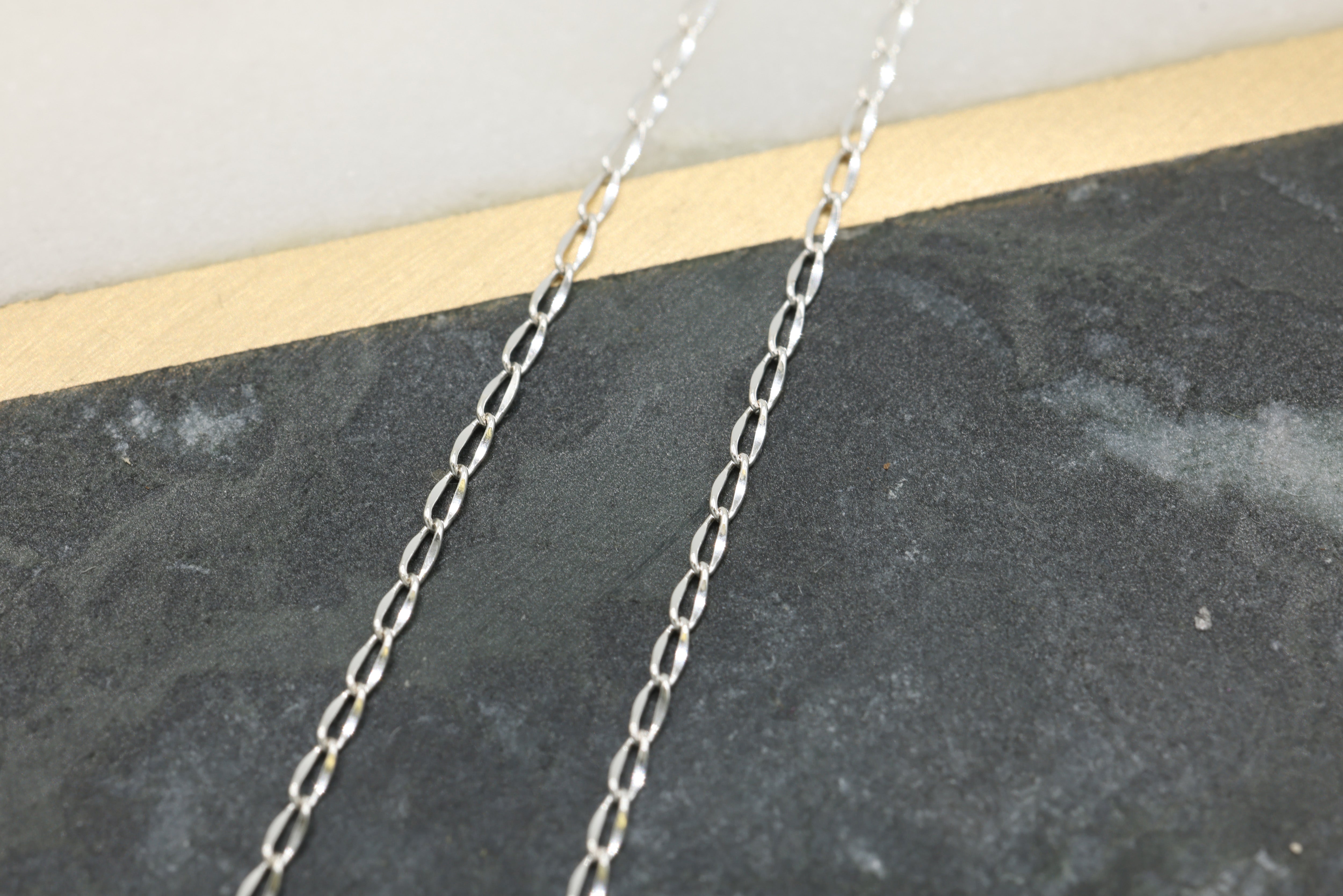 1mm x 2mm Flat Curb Chain, 925 Sterling Silver, Wholesale, Pay Per Foot, Jewelry Making Chain