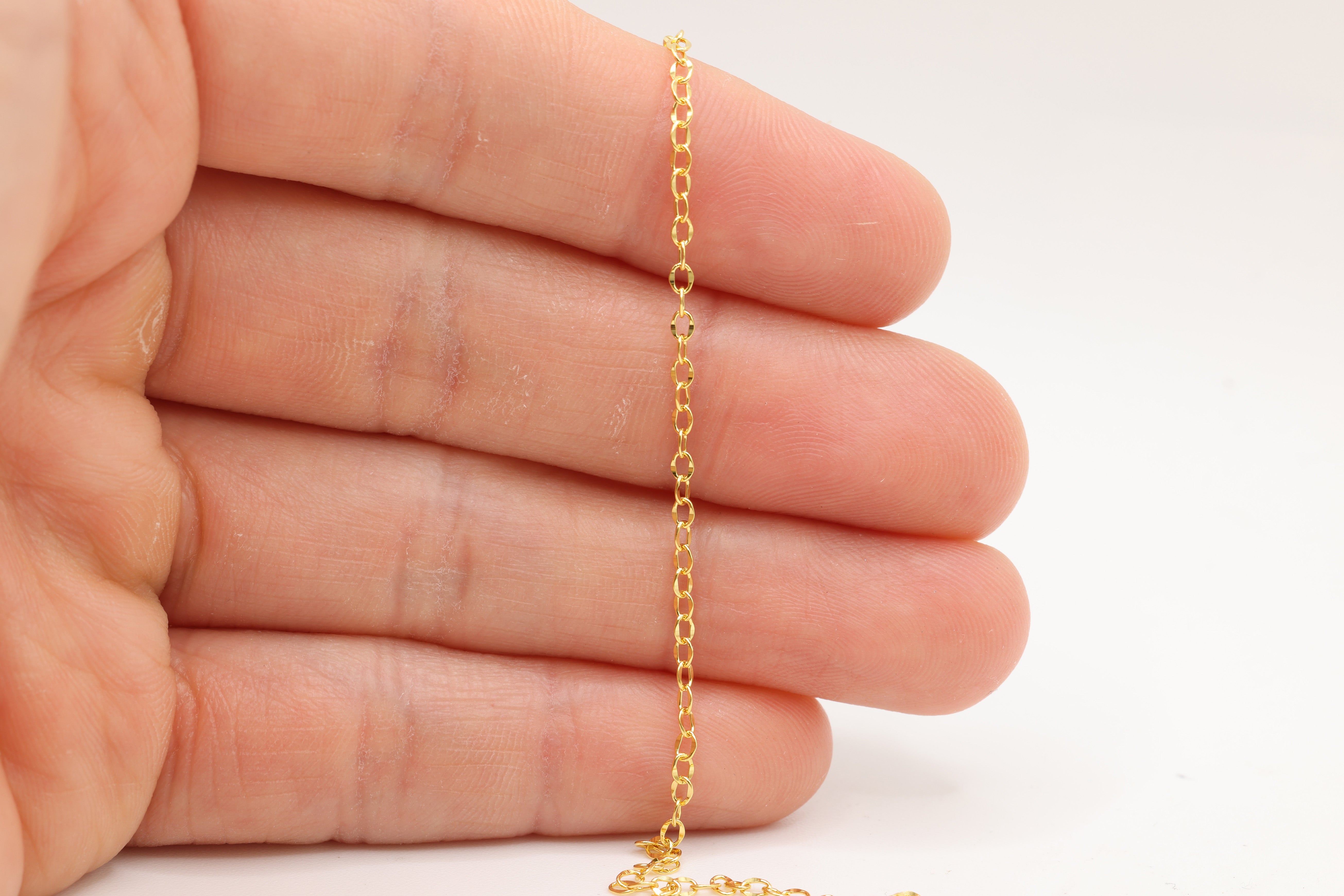 2mm Dapped Cable Chain, 14/20 Gold-Filled, Wholesale, Pay Per Foot, Jewelry Making Chain