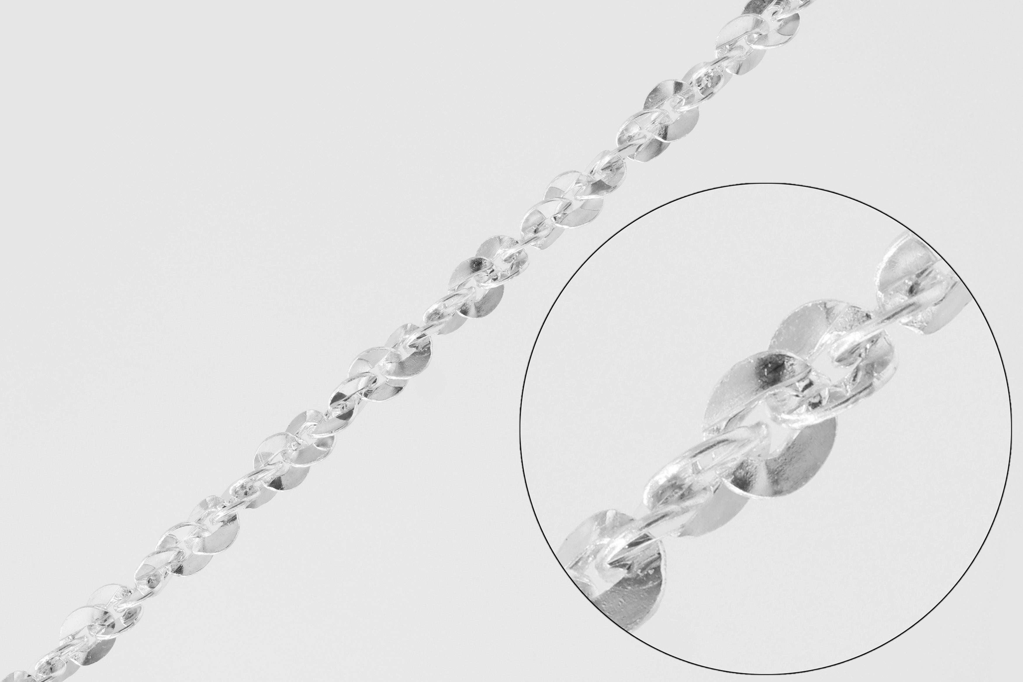 1.2mm Sparkle Fancy Chain, 925 Sterling Silver, Wholesale, Pay Per Foot, Jewelry Making Chain