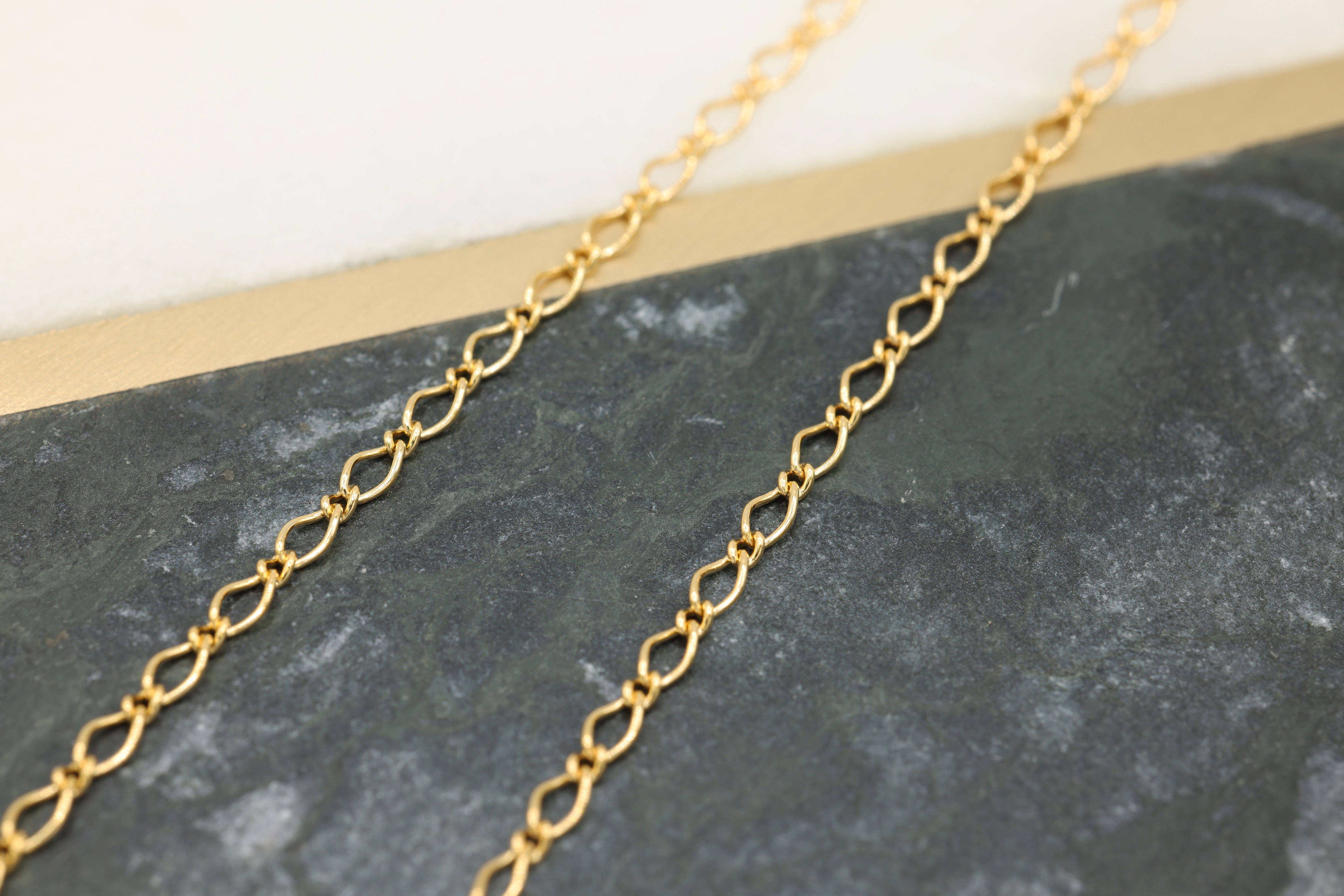1.8mm Marquise Long & Short Chain, 14/20 Gold-Filled, Wholesale, Pay Per Foot, Jewelry Making Chain
