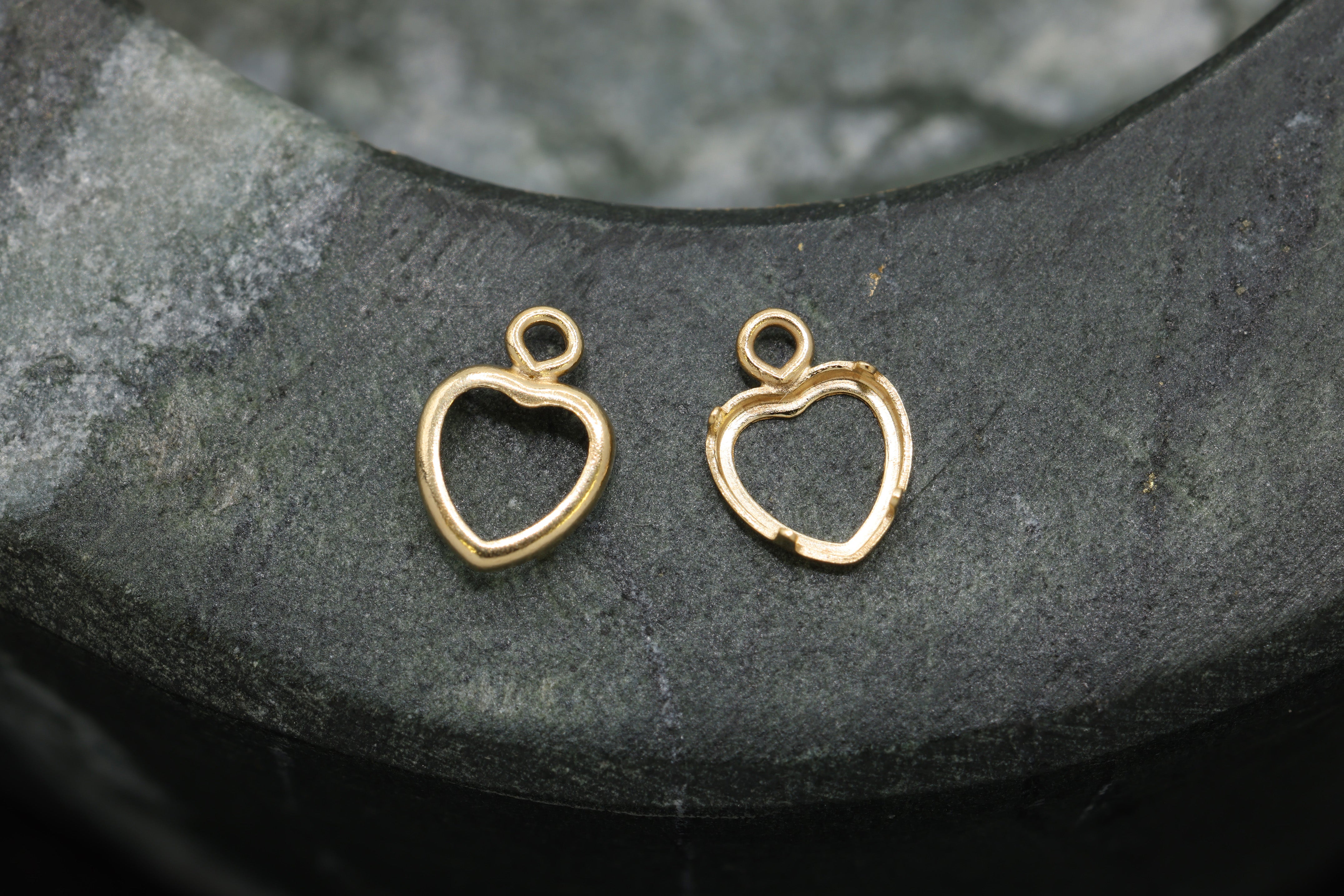 Heart Bezel Self Set Bracket Charm, 14/20 Gold-Filled, 4mm x 4mm, Wholesale, Jewelry Making Charm