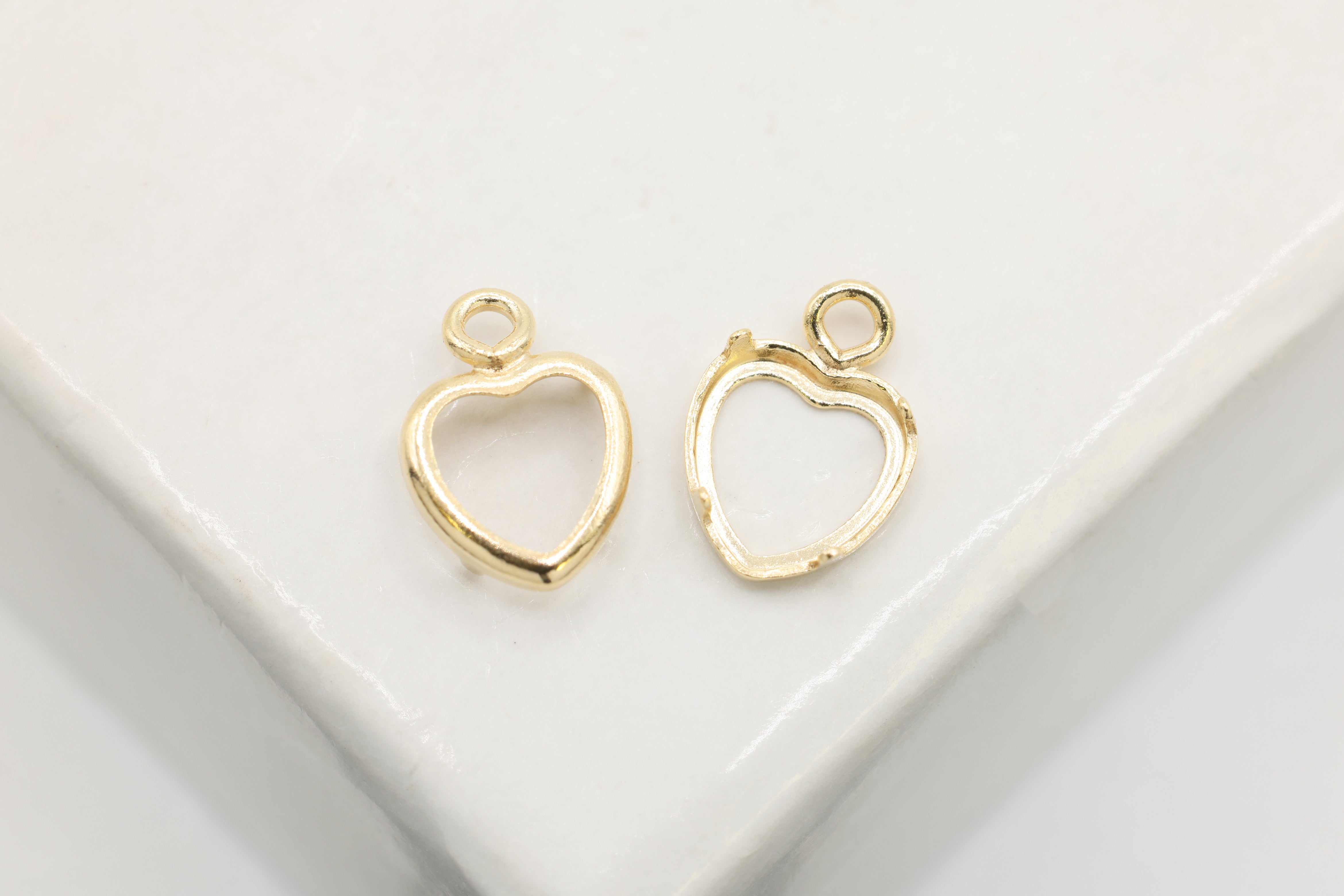 Heart Bezel Self Set Bracket Charm, 14/20 Gold-Filled, 4mm x 4mm, Wholesale, Jewelry Making Charm