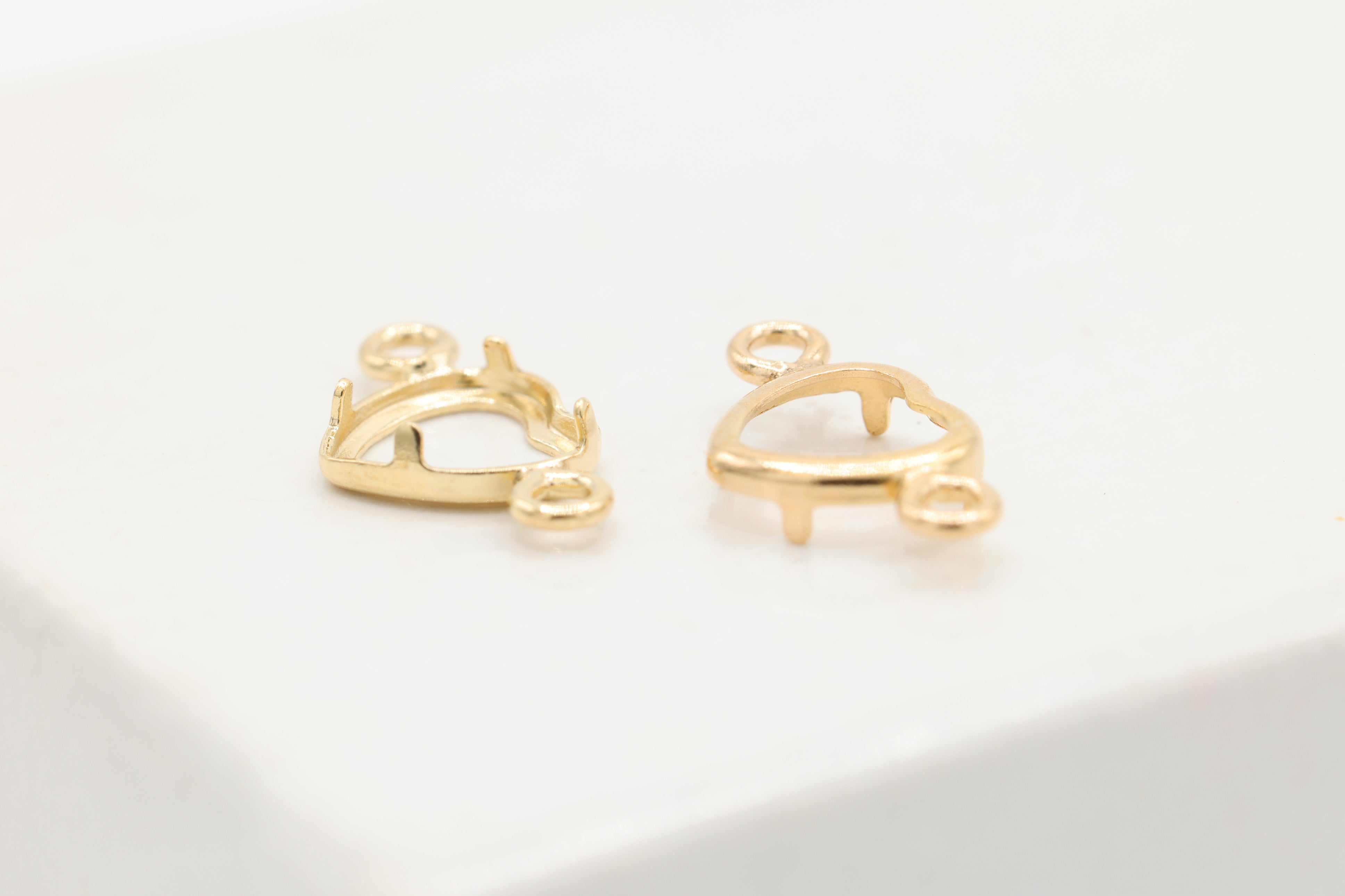 Heart Connector Bezel Self Set Bracket Charm, 14/20 Gold-Filled, 4mm x 4mm, Wholesale, Jewelry Making Charm