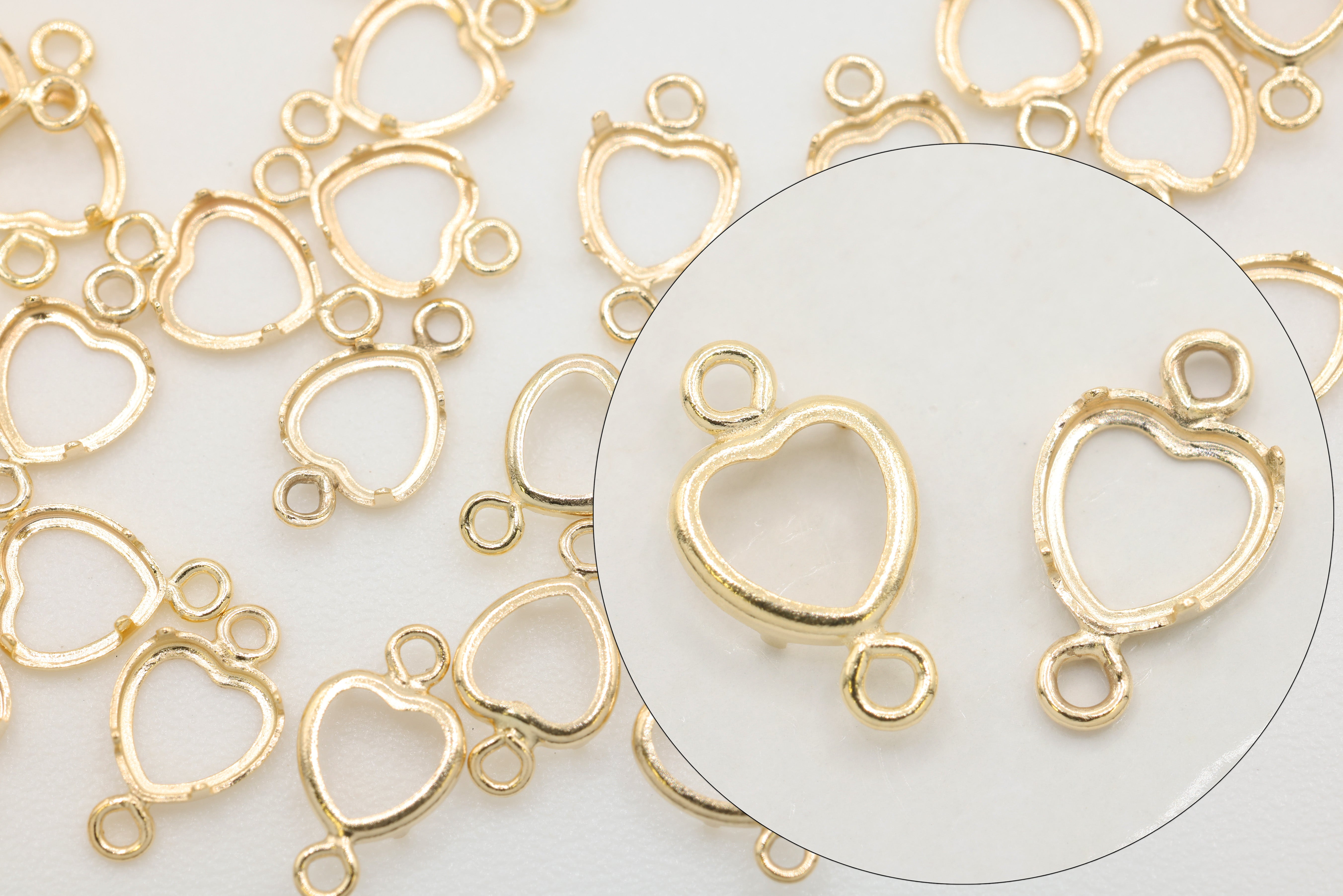 Heart Connector Bezel Self Set Bracket Charm, 14/20 Gold-Filled, 4mm x 4mm, Wholesale, Jewelry Making Charm