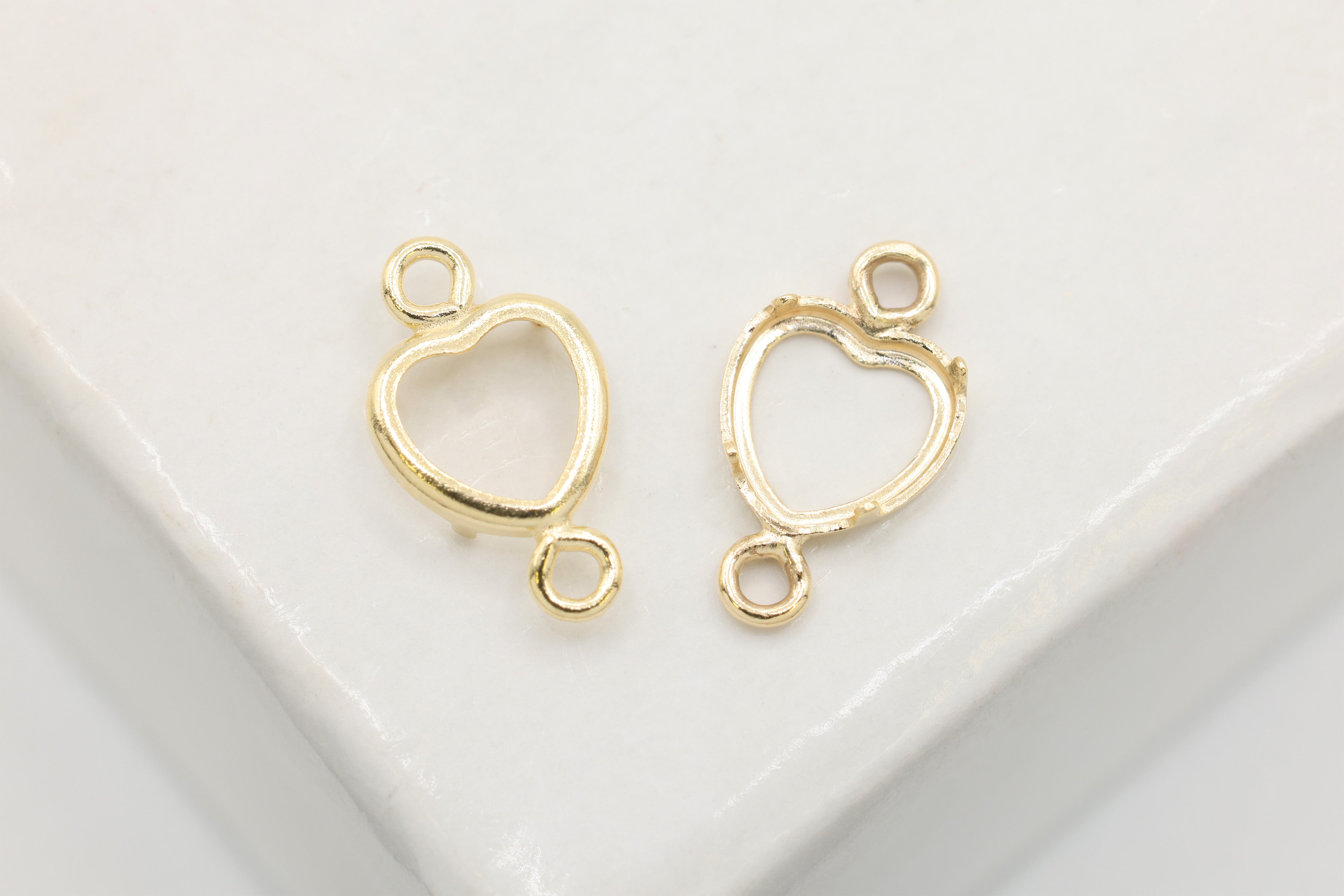 Heart Connector Bezel Self Set Bracket Charm, 14/20 Gold-Filled, 4mm x 4mm, Wholesale, Jewelry Making Charm