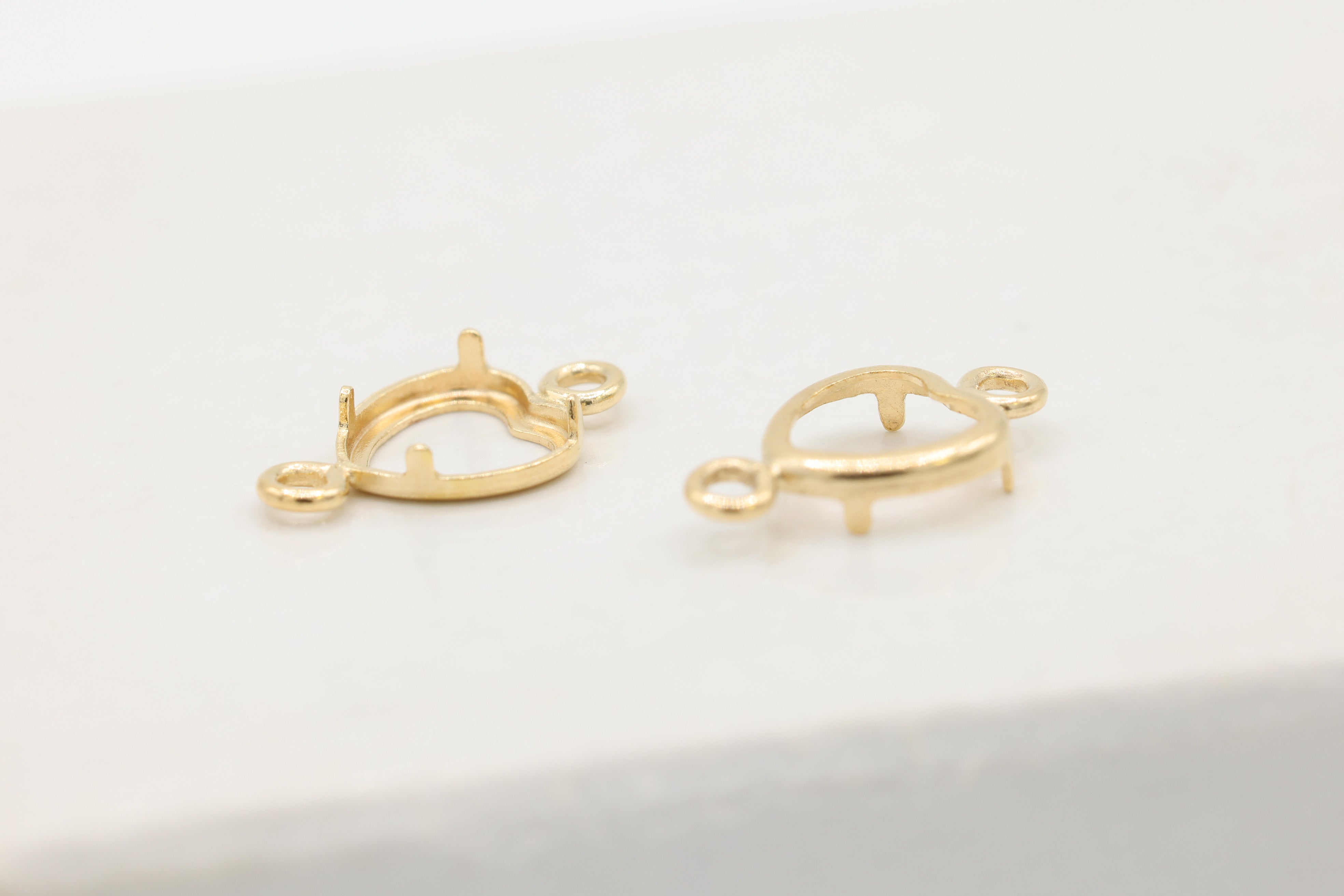 Heart Connector Bezel Self Set Bracket Charm, 14/20 Gold-Filled, 4mm x 4mm, Wholesale, Jewelry Making Charm