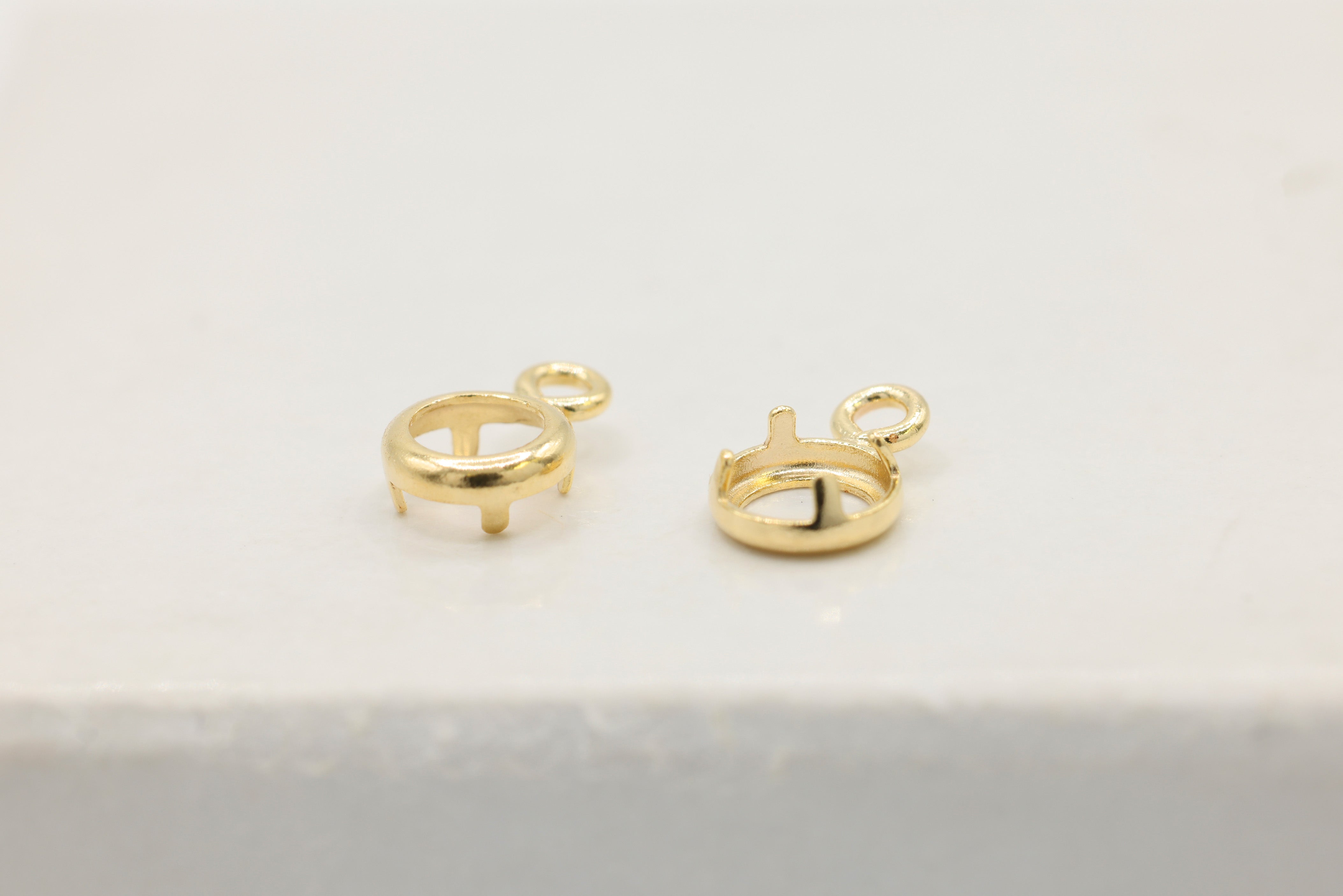 Round Bezel Self Set Bracket Charm, 14/20 Gold-Filled, 3mm, Wholesale, Jewelry Making Charm