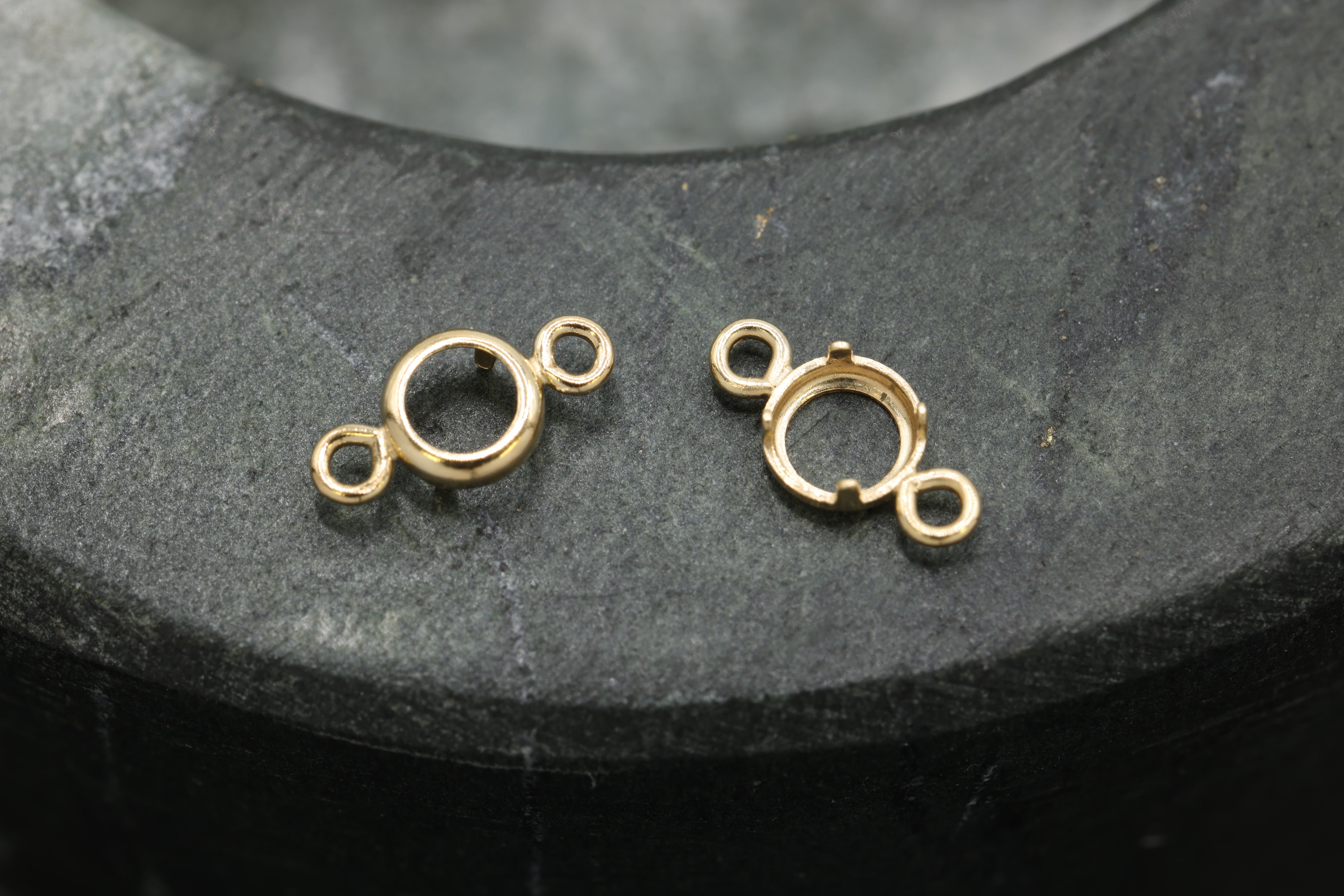 Round Connector Bezel Self Set Bracket Charm, 14/20 Gold-Filled, 3mm, Wholesale, Jewelry Making Charm