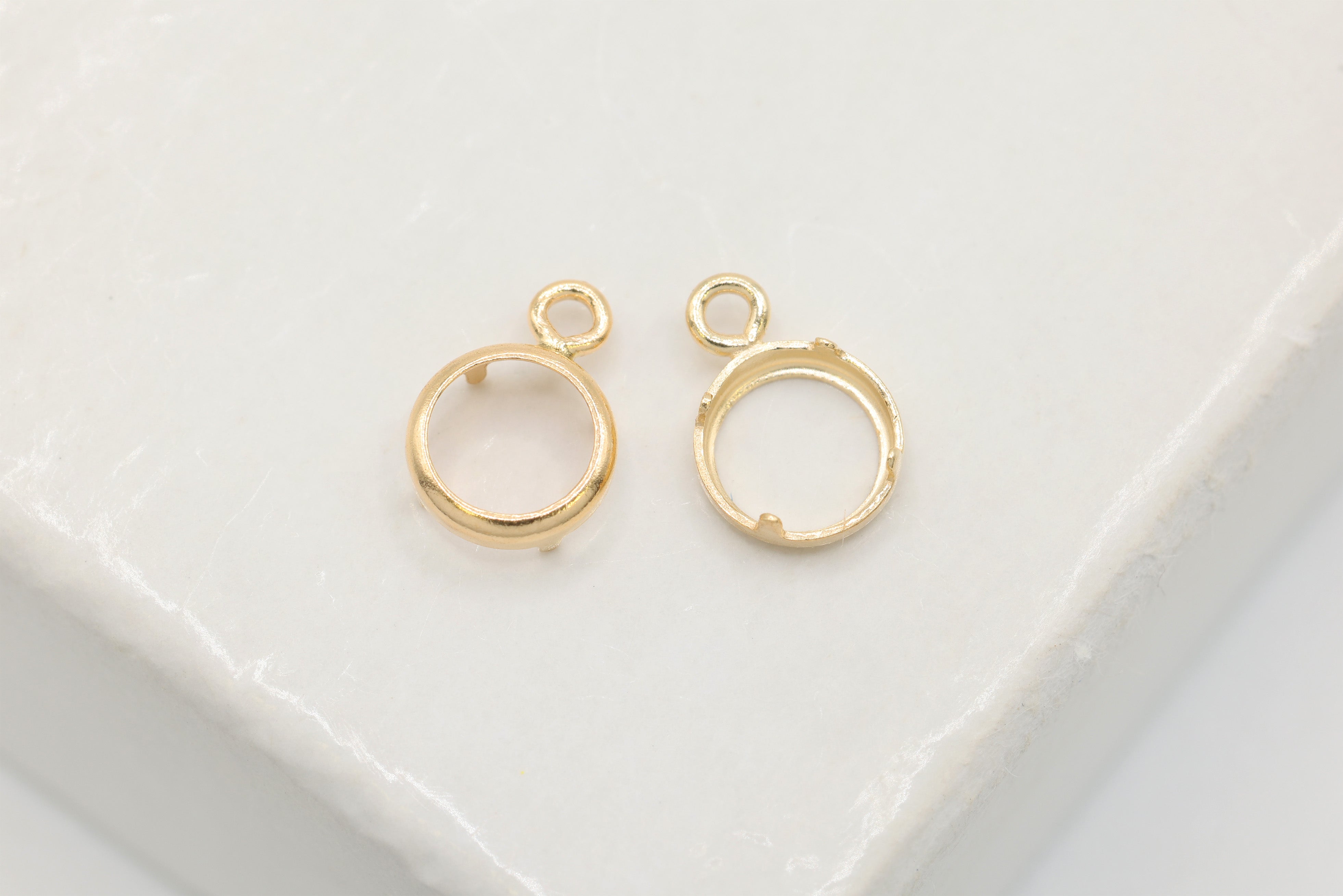 Round Bezel Self Set Bracket Charm, 14/20 Gold-Filled, 4mm, Wholesale, Jewelry Making Charm
