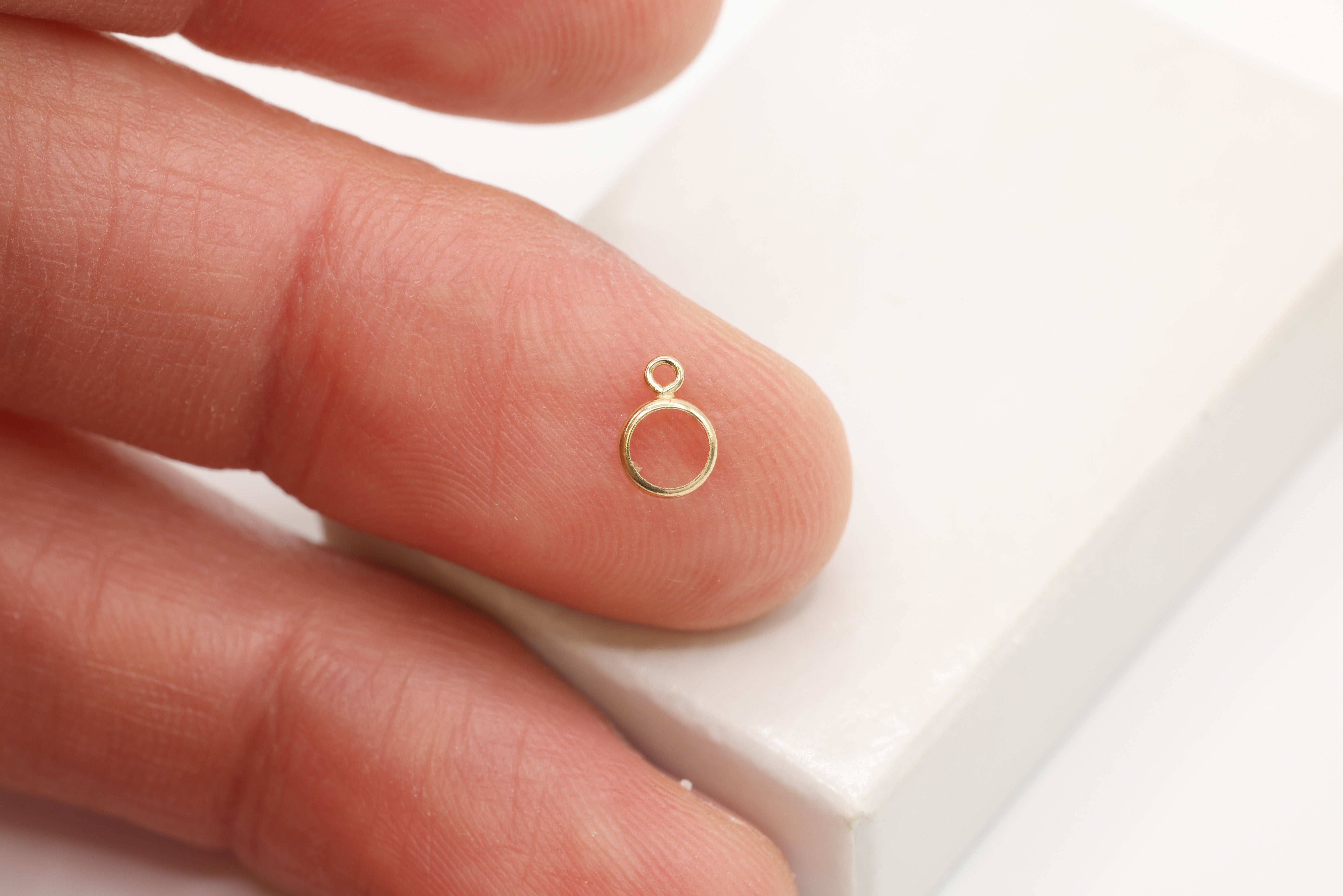 Round Bezel Self Set Bracket Charm, 14/20 Gold-Filled, 4mm, Wholesale, Jewelry Making Charm
