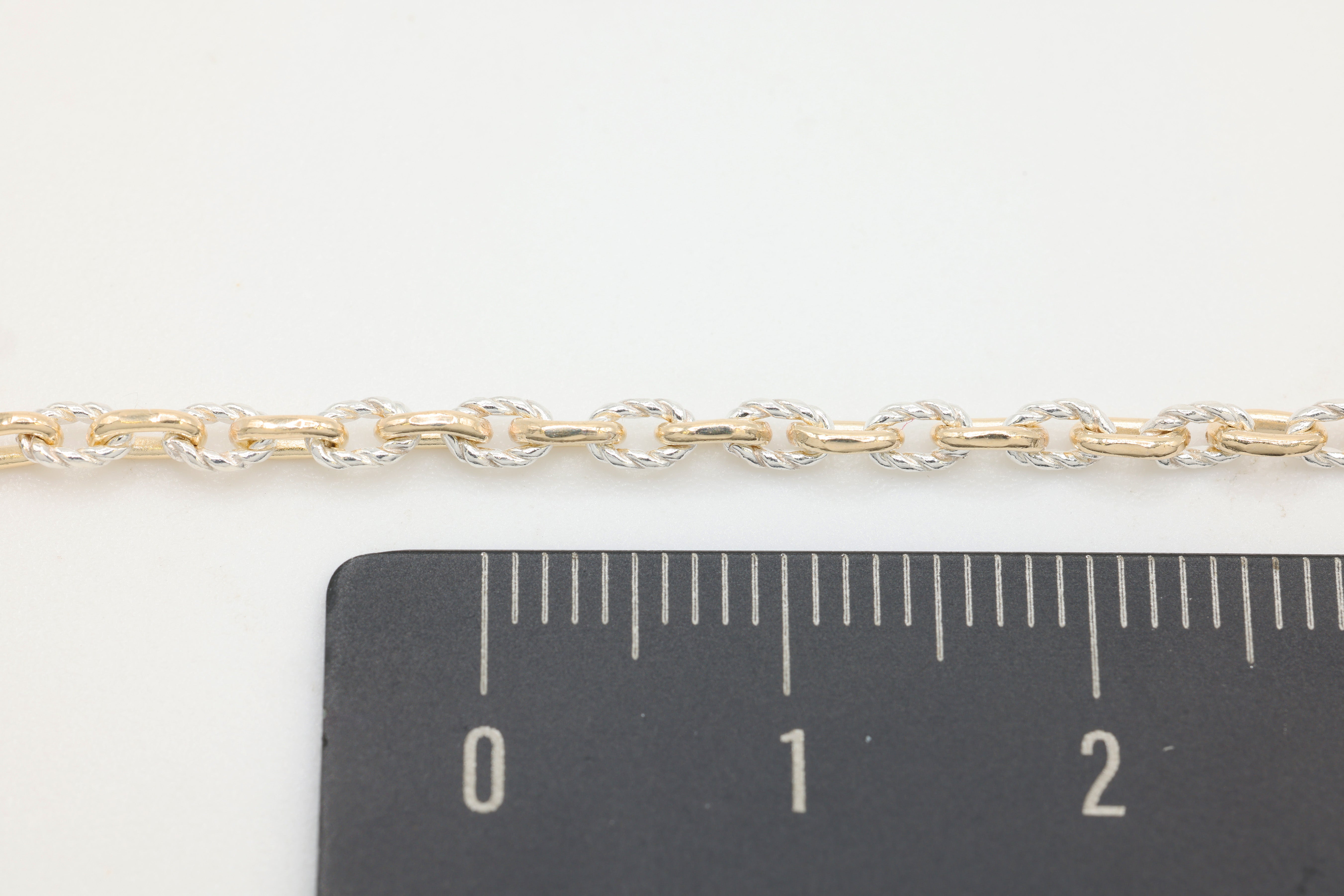 2.5mm Cable Knurled Two Tone Chain, 14/20 Gold-Filled and 925 Sterling Silver, Wholesale, Pay Per Foot, Jewelry Making Chain