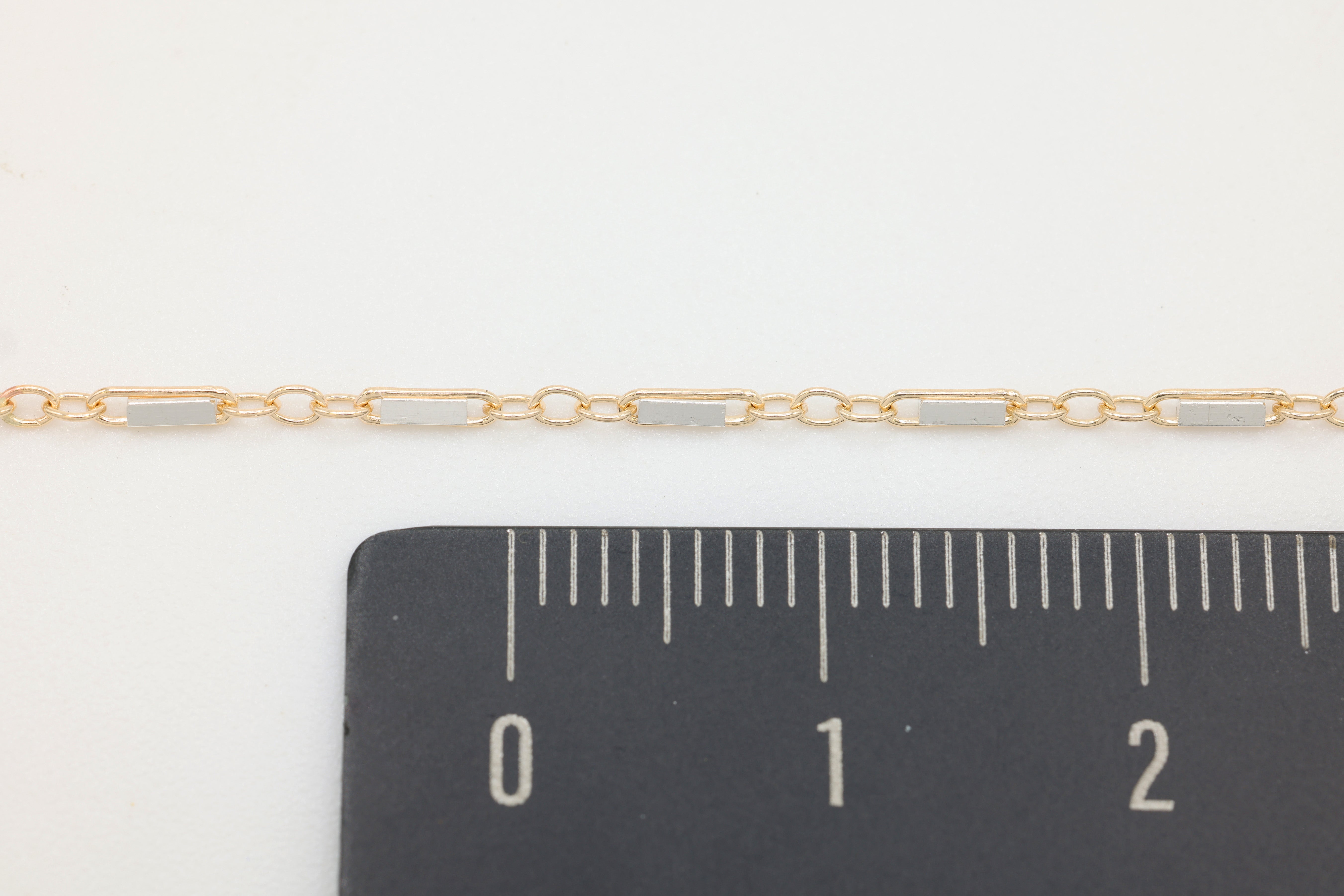 1.3mm x 5mm Bar Two Tone Chain, 14/20 Gold-Filled and 925 Sterling Silver, Wholesale, Pay Per Foot, Jewelry Making Chain