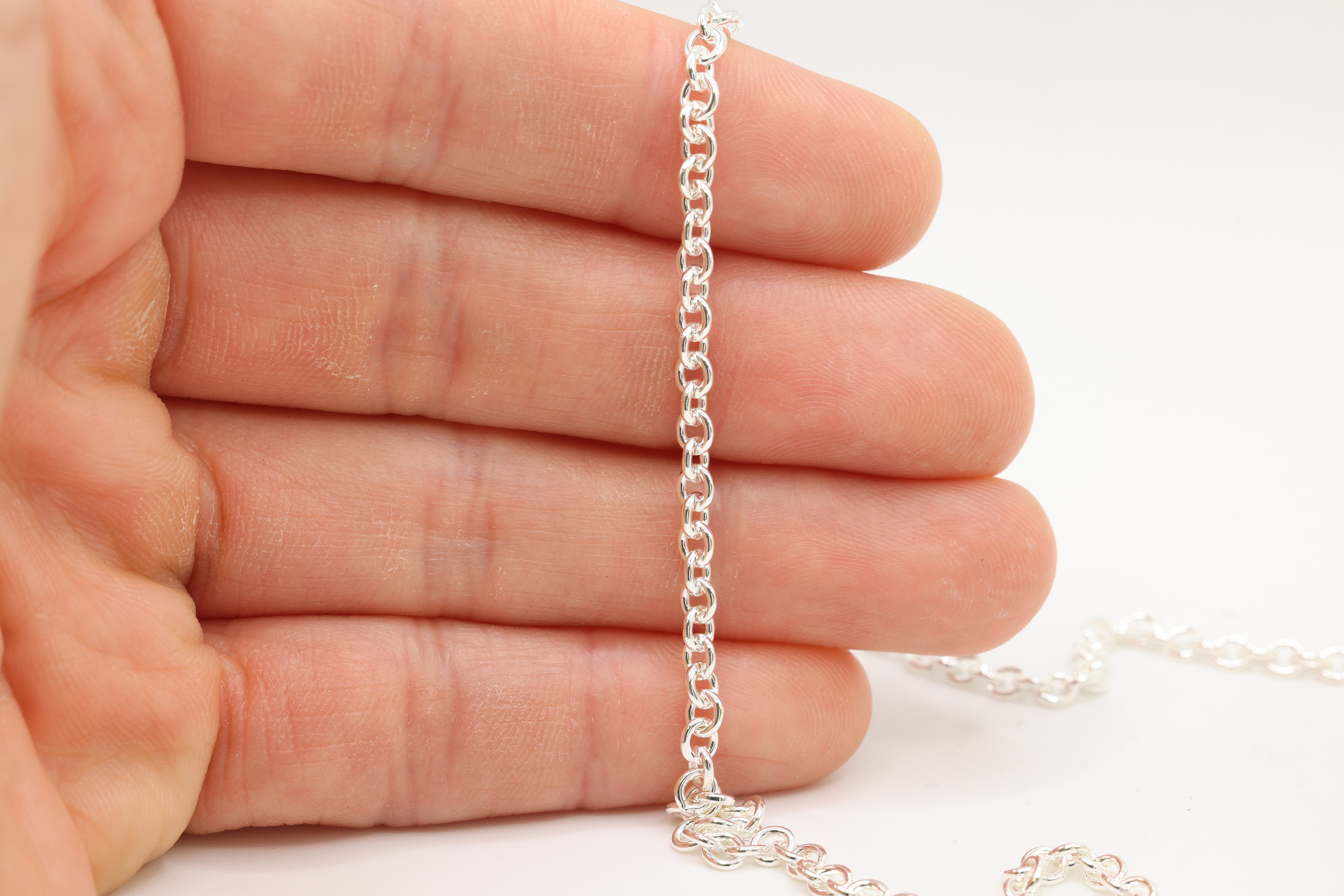 3.5mm Cable Chain, 925 Sterling Silver, Wholesale, Pay Per Foot, Jewelry Making Chain