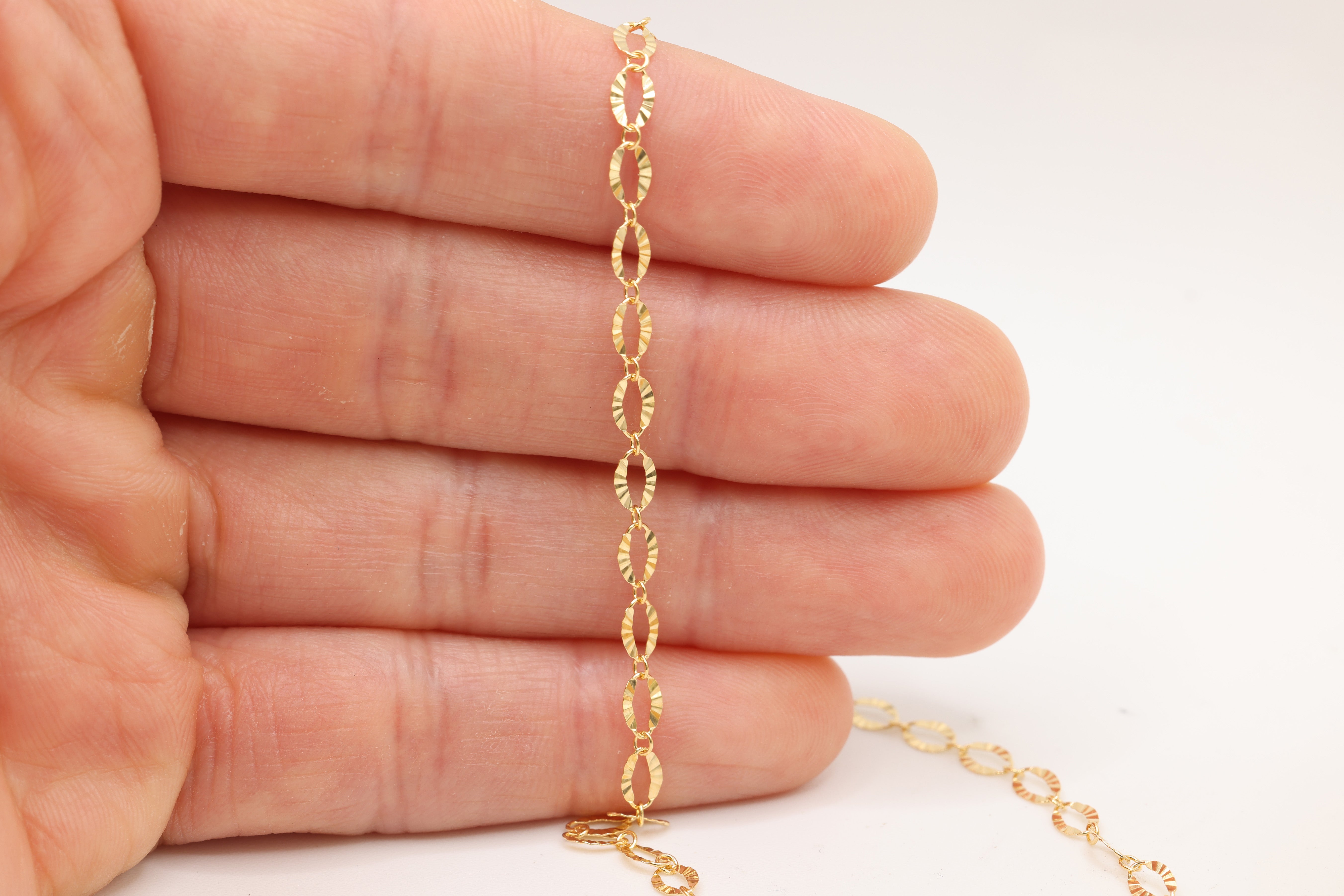 3.5mm x 5.5mm Starburst Cable Chain, 14/20 Gold-Filled, Wholesale, Pay Per Foot, Jewelry Making Chain
