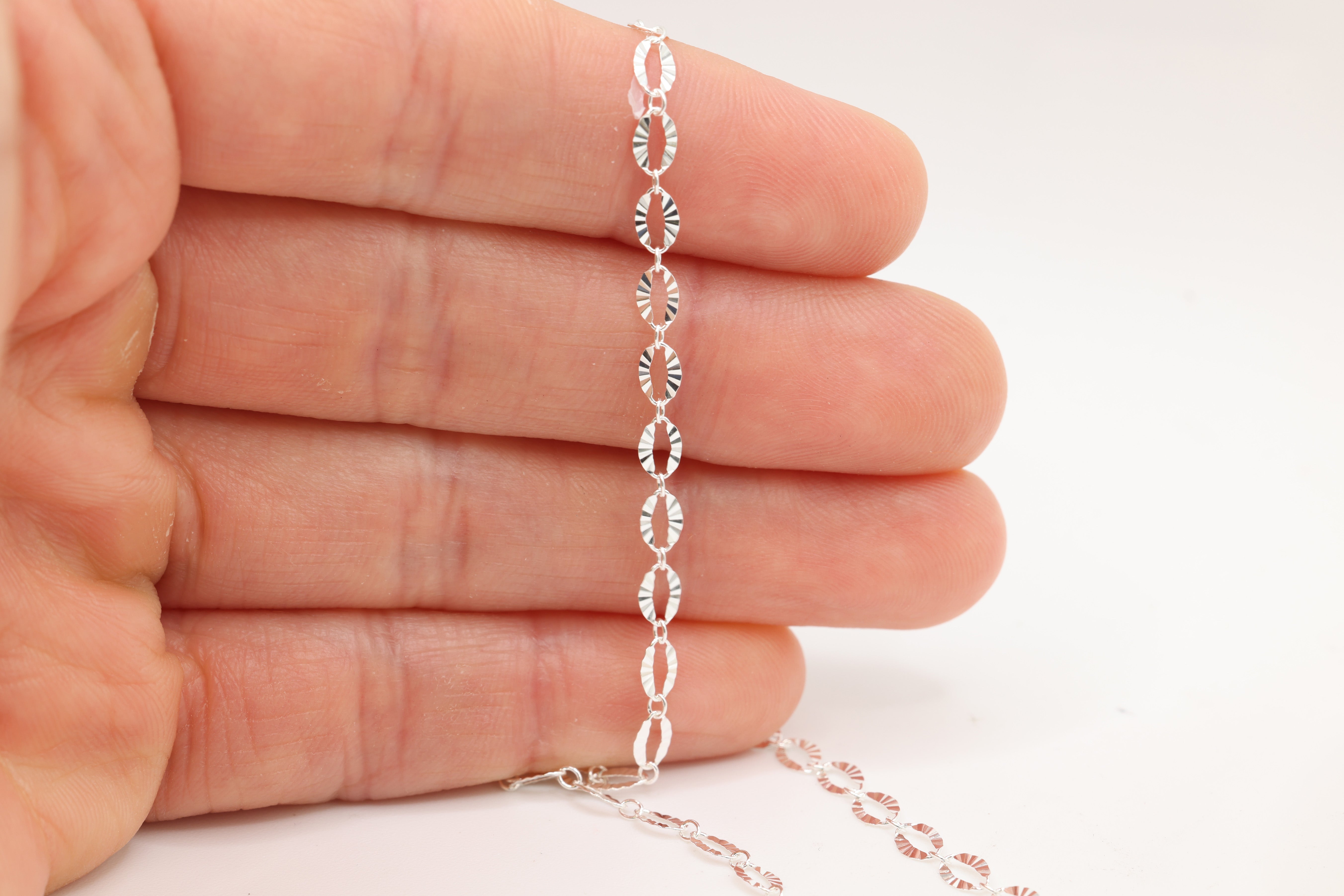3.5mm x 5.5mm Starburst Cable Chain, 925 Sterling Silver, Wholesale, Pay Per Foot, Jewelry Making Chain