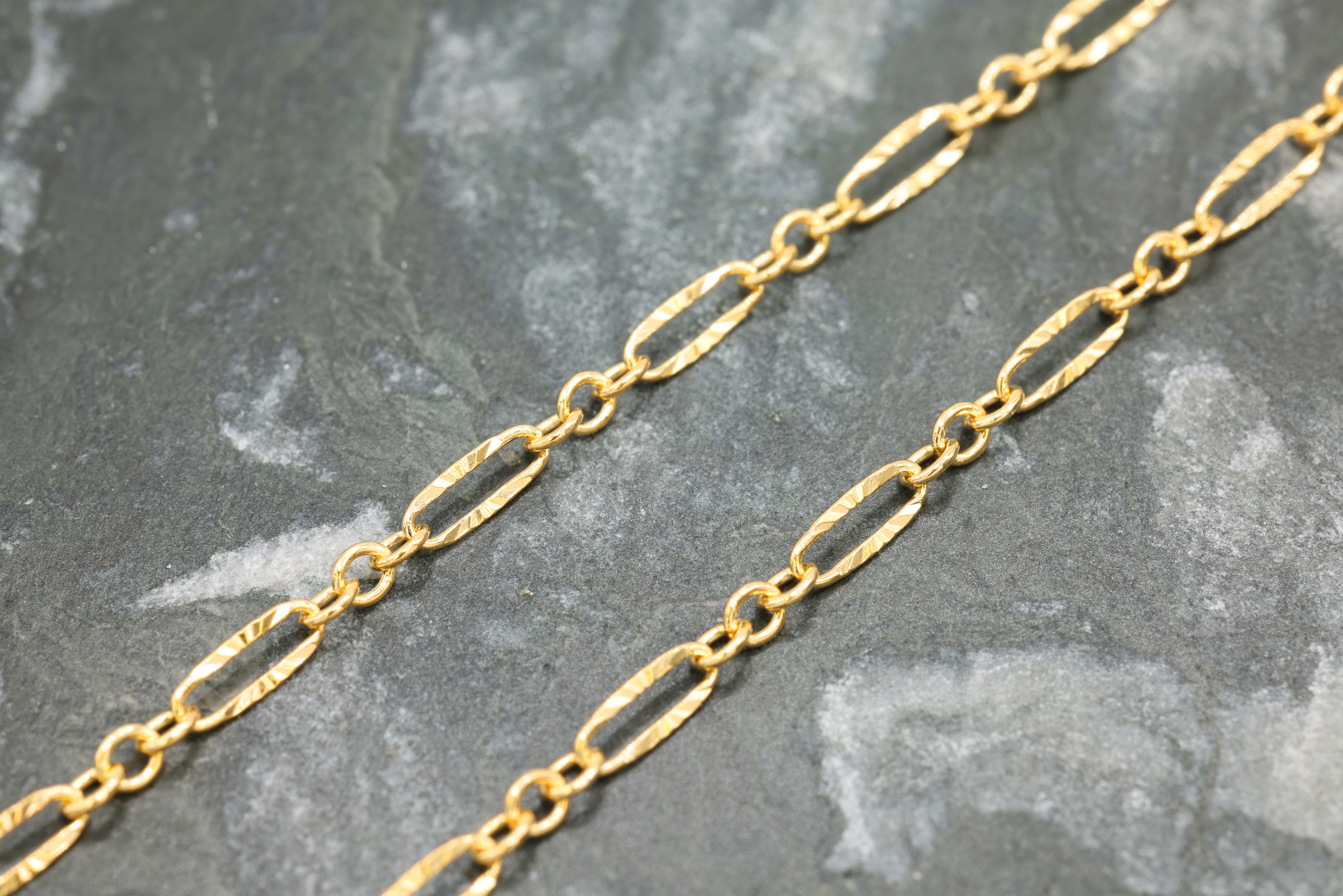 2.4mm x 6.6mm Starburst Cable Chain, 14/20 Gold-Filled, Wholesale, Pay Per Foot, Jewelry Making Chain