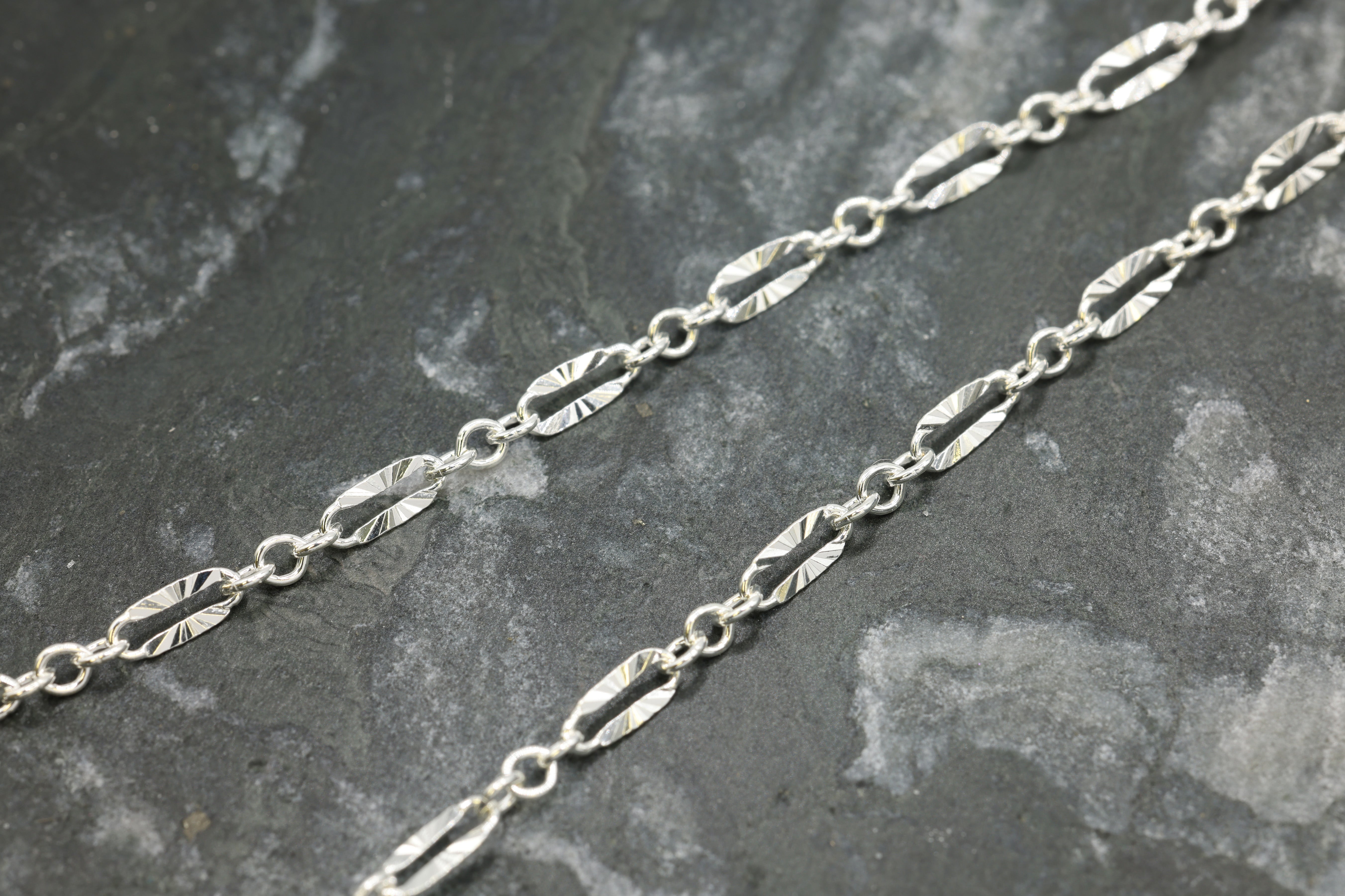 2.4mm x 6.6mm Starburst Cable Chain, 925 Sterling Silver, Wholesale, Pay Per Foot, Jewelry Making Chain