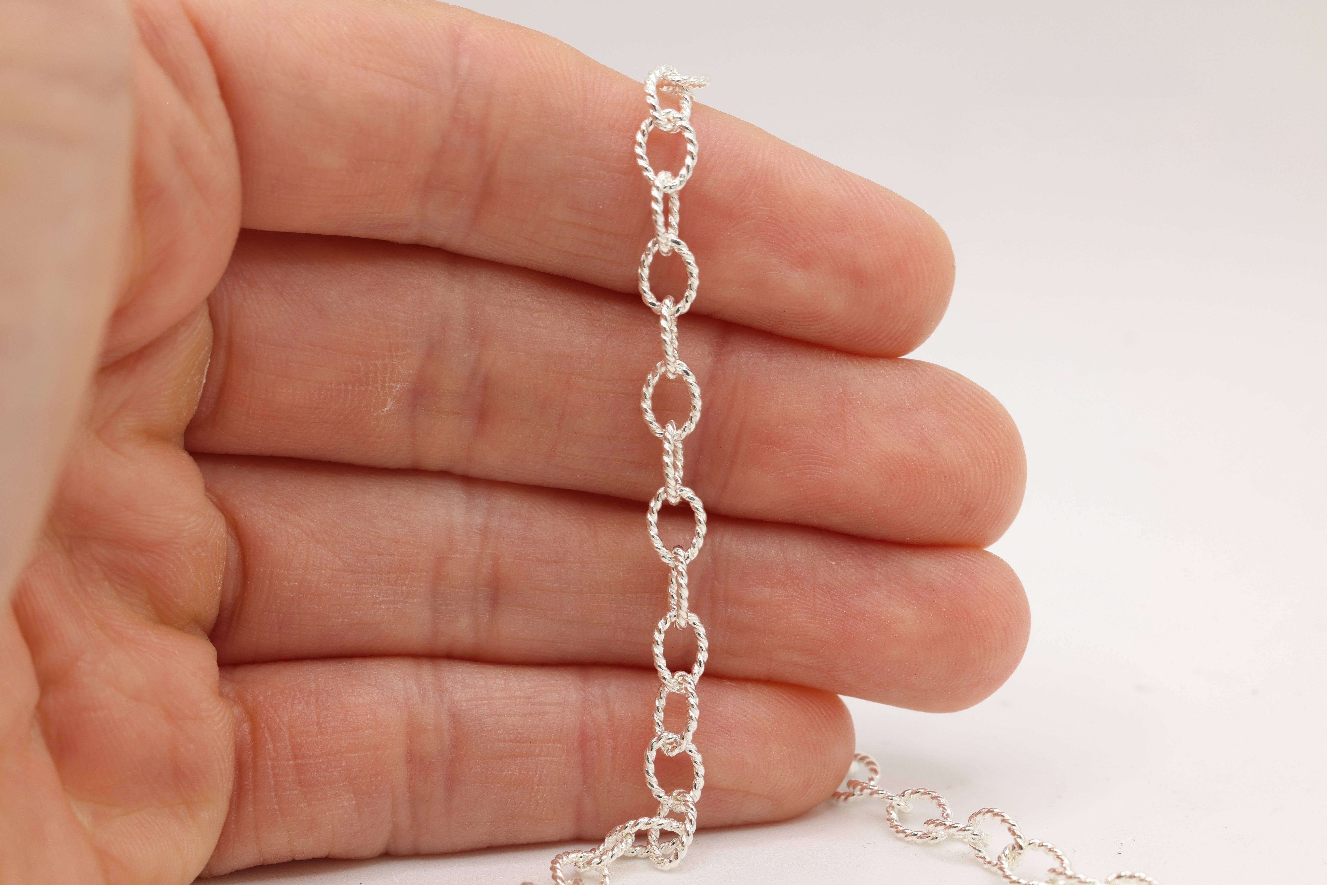 5mm Twisted Knurled Chain, 925 Sterling Silver, Wholesale, Pay Per Foot, Jewelry Making Chain