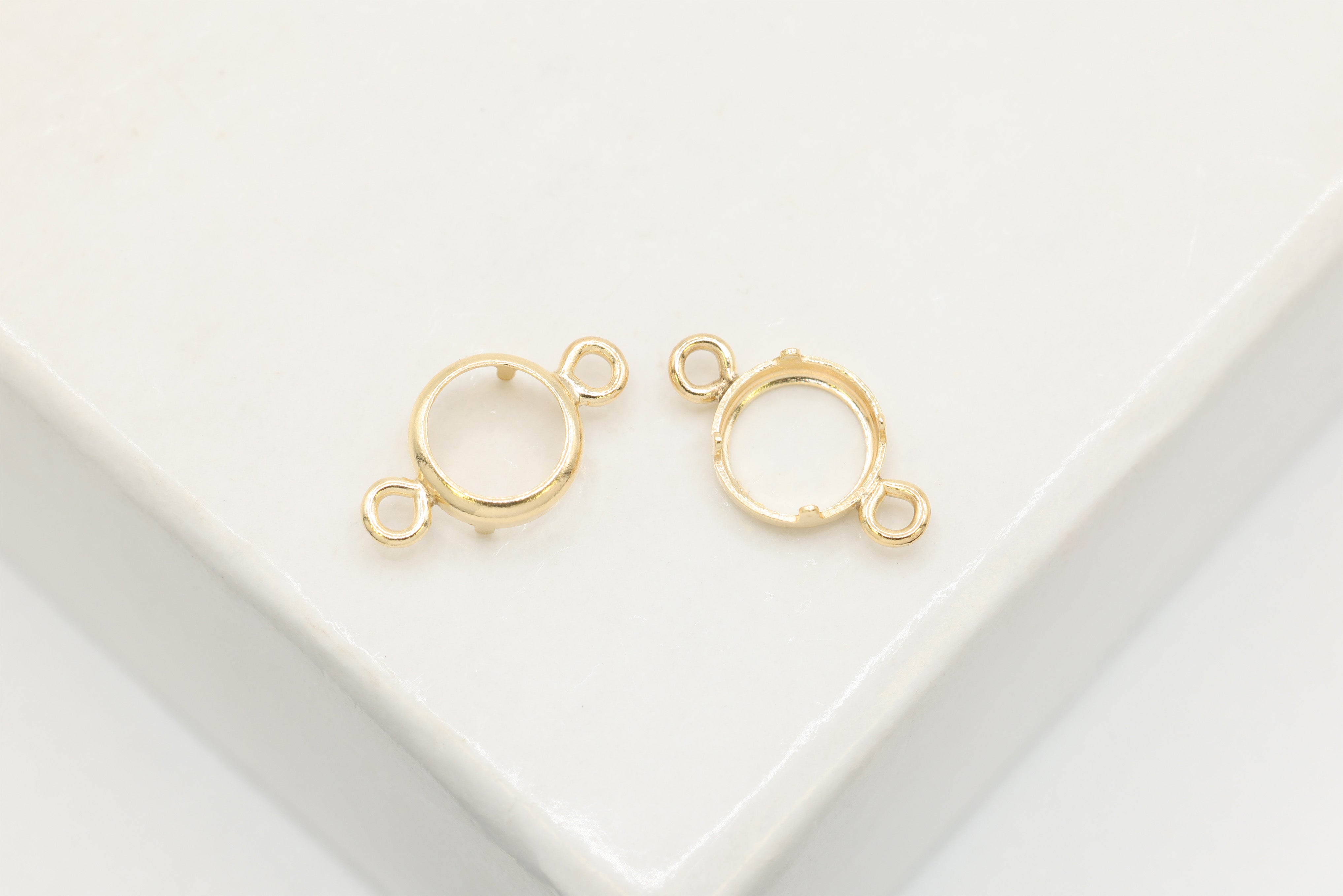 Round Connector Bezel Self Set Bracket Charm, 14/20 Gold-Filled, 4mm, Wholesale, Jewelry Making Charm