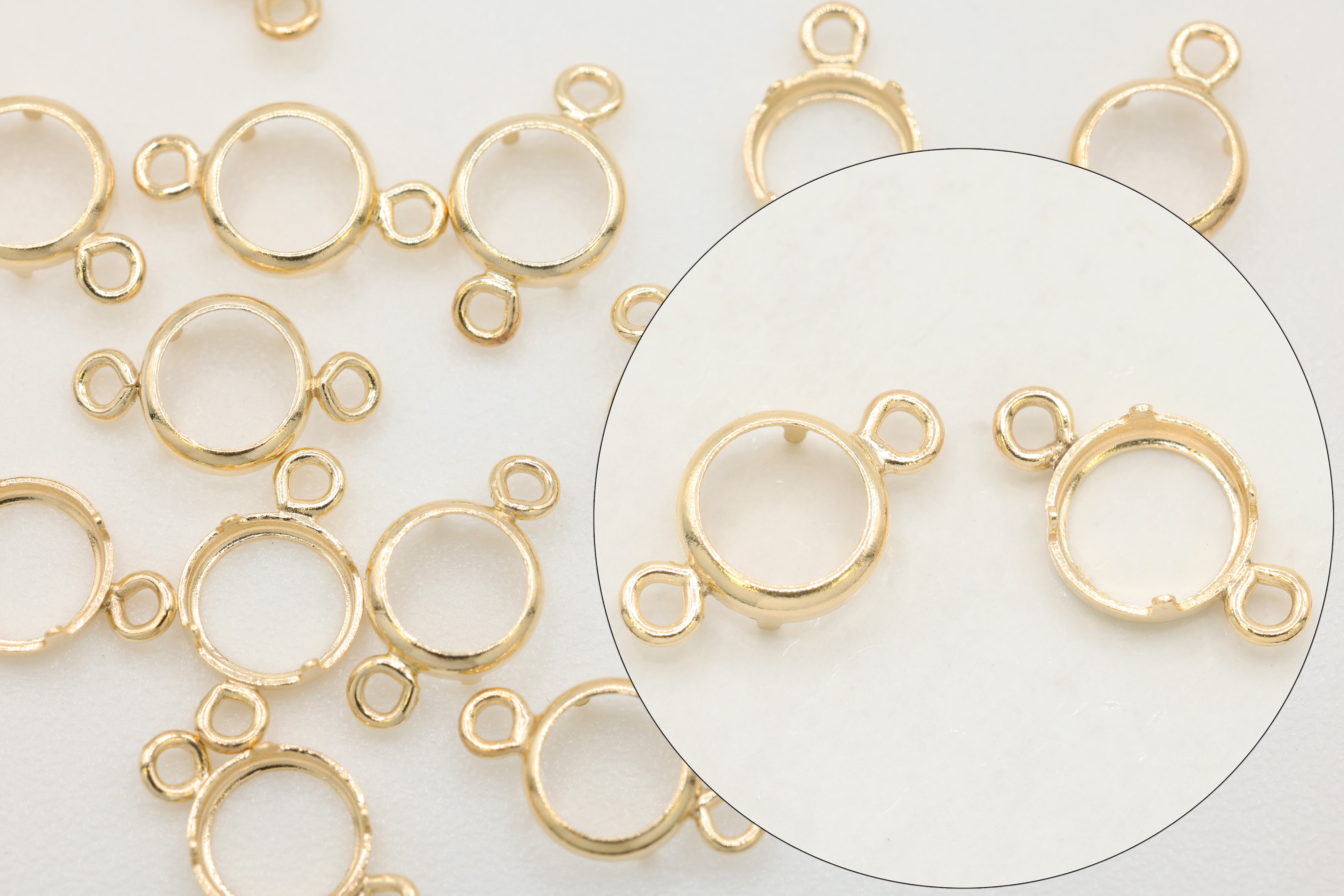 Round Connector Bezel Self Set Bracket Charm, 14/20 Gold-Filled, 4mm, Wholesale, Jewelry Making Charm