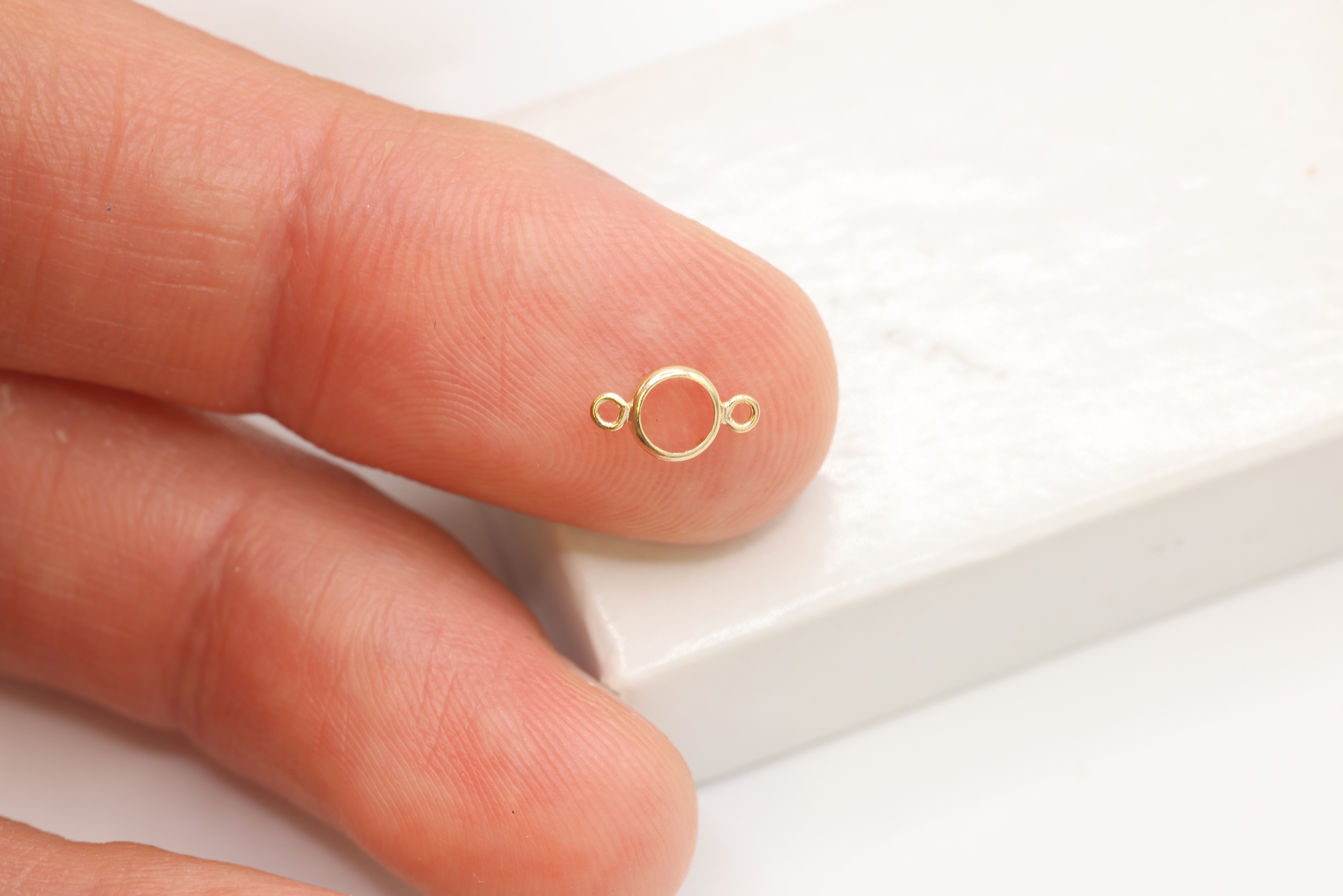 Round Connector Bezel Self Set Bracket Charm, 14/20 Gold-Filled, 4mm, Wholesale, Jewelry Making Charm