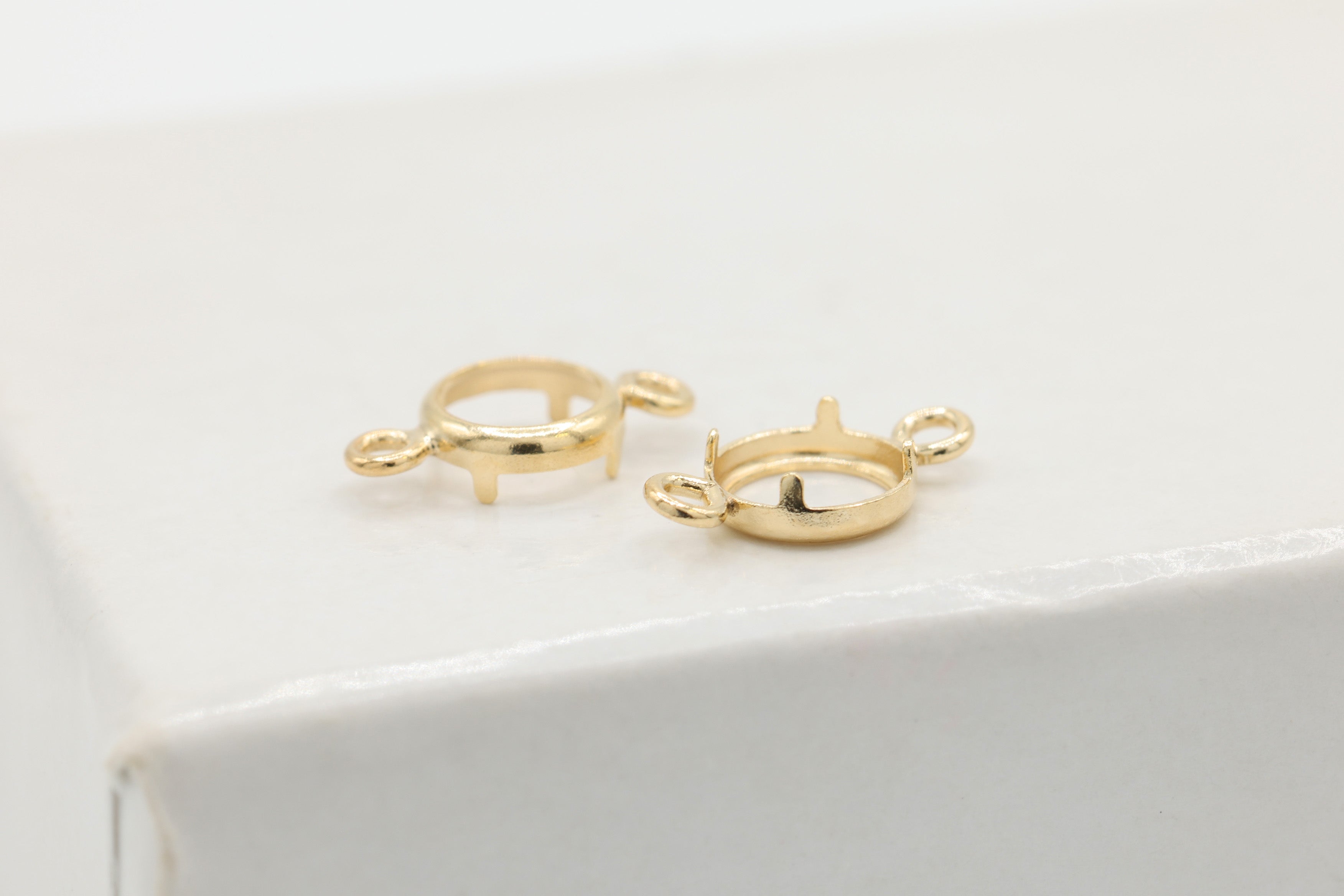 Round Connector Bezel Self Set Bracket Charm, 14/20 Gold-Filled, 4mm, Wholesale, Jewelry Making Charm