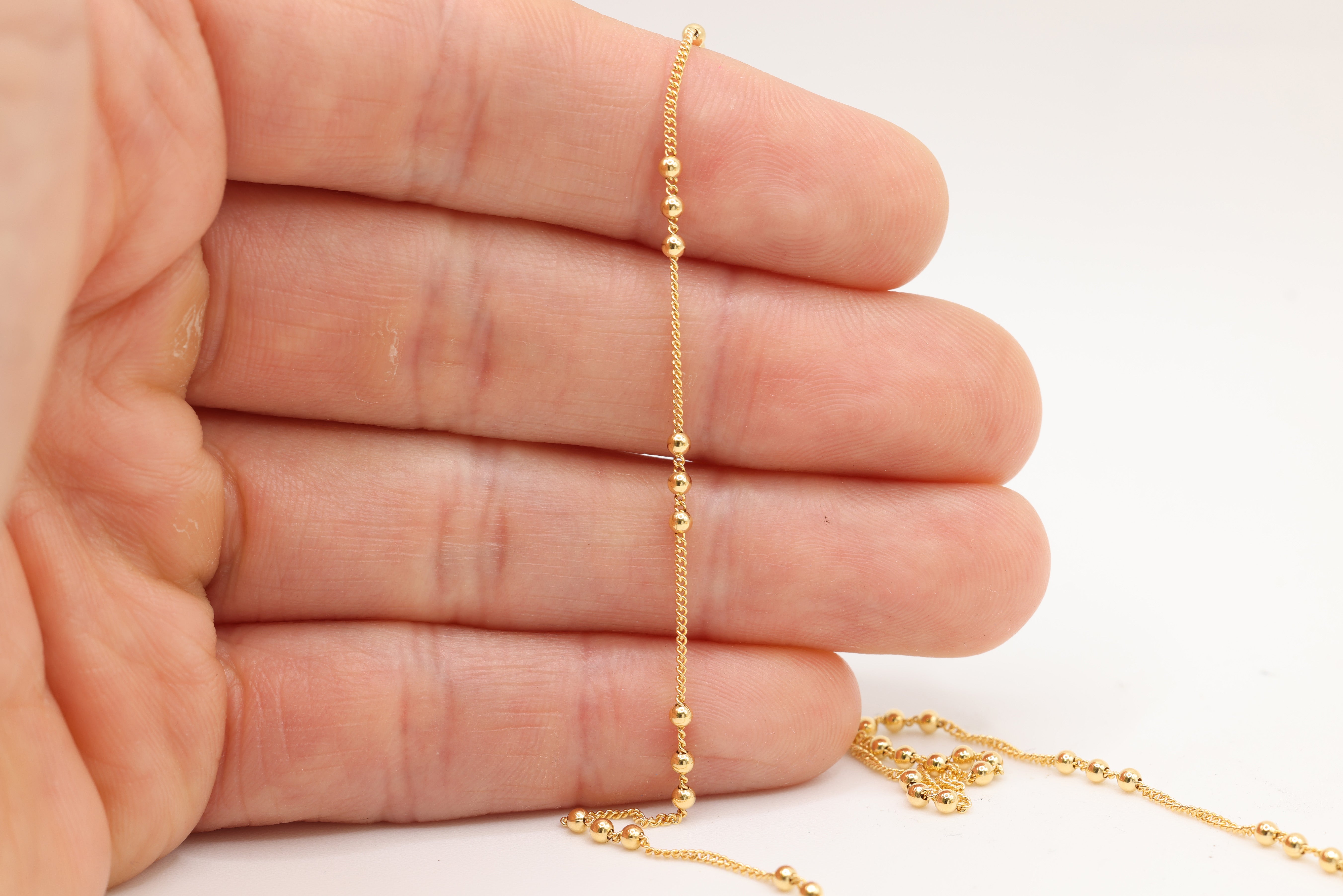 Three Bead Satellite Chain, 14/20 Gold-Filled, Wholesale, Pay Per Foot, Jewelry Making Chain
