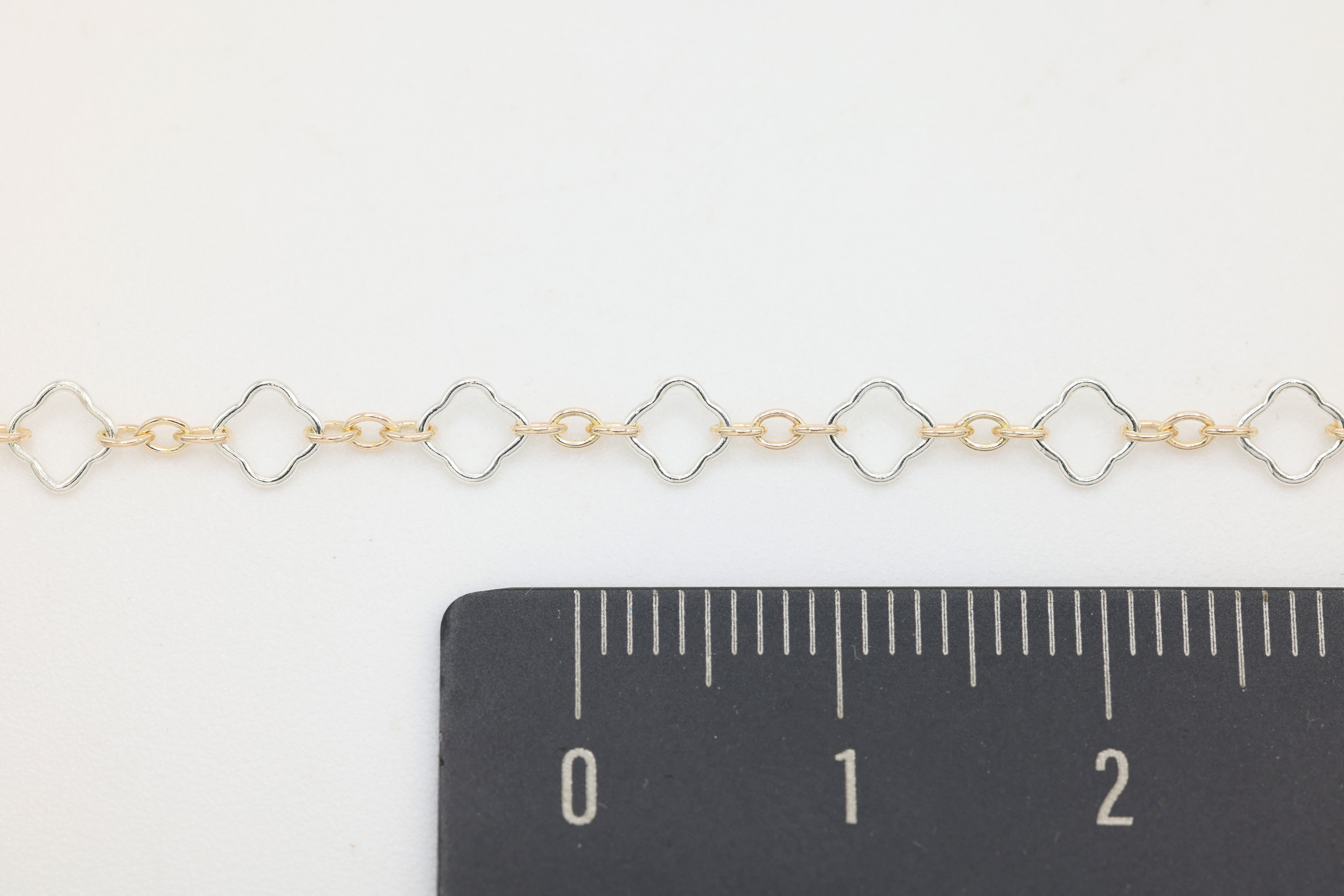 4mm Flower Long & Short Two Tone Chain, 14/20 Gold-Filled and 925 Sterling Silver, Wholesale, Pay Per Foot, Jewelry Making Chain