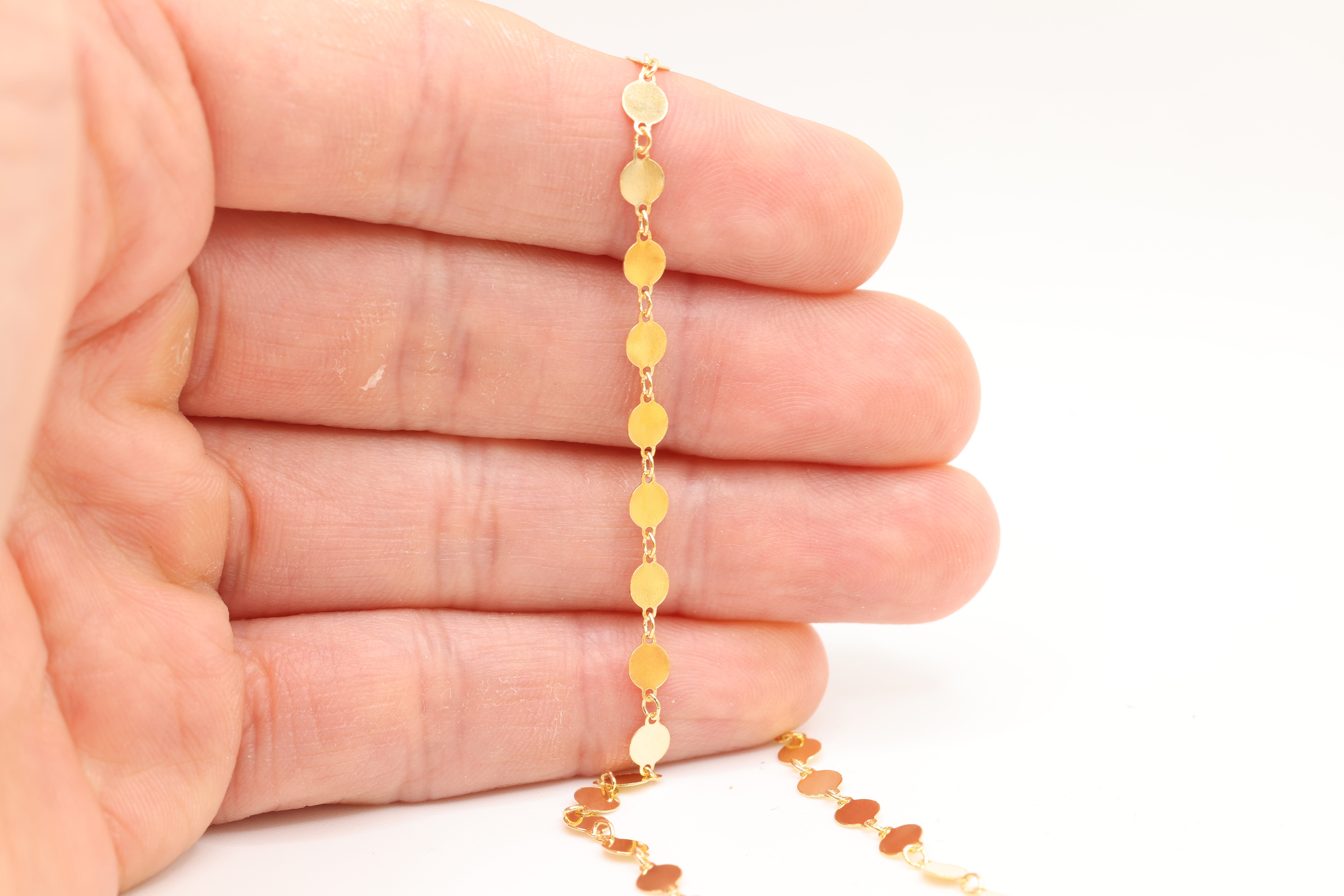 4mm Sequin Disc Chain, 14/20 Gold-Filled, Wholesale, Pay Per Foot, Jewelry Making Chain