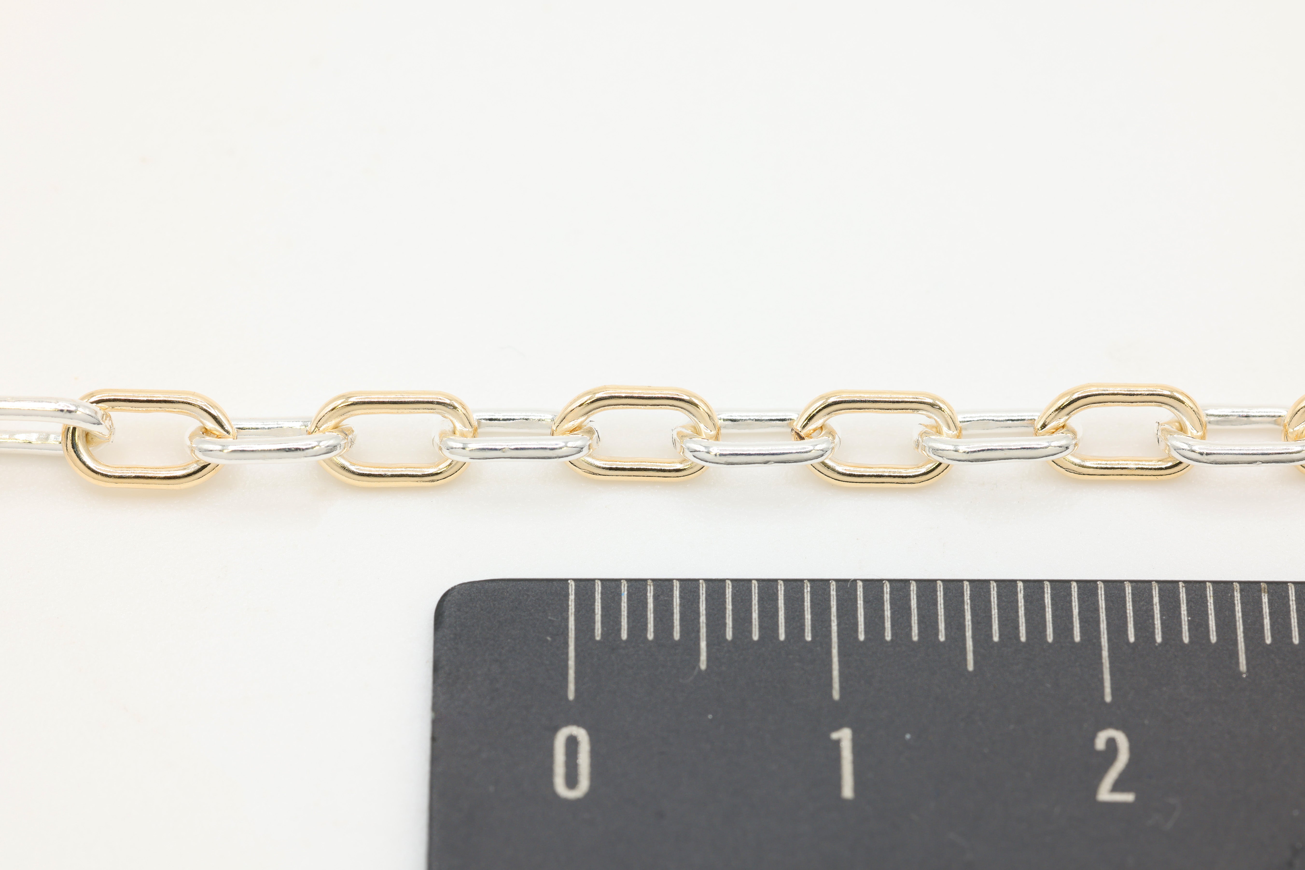 3.7mm Cable Two Tone Chain, 14/20 Gold-Filled and 925 Sterling Silver, Wholesale, Pay Per Foot, Jewelry Making Chain