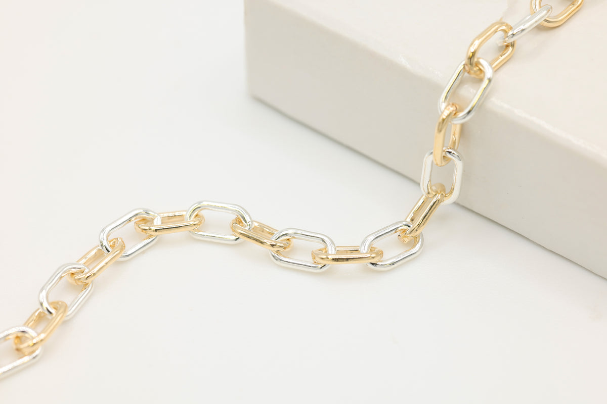 3.7mm Cable Two Tone Chain, 14/20 Gold-Filled and 925 Sterling Silver, Wholesale, Pay Per Foot, Jewelry Making Chain