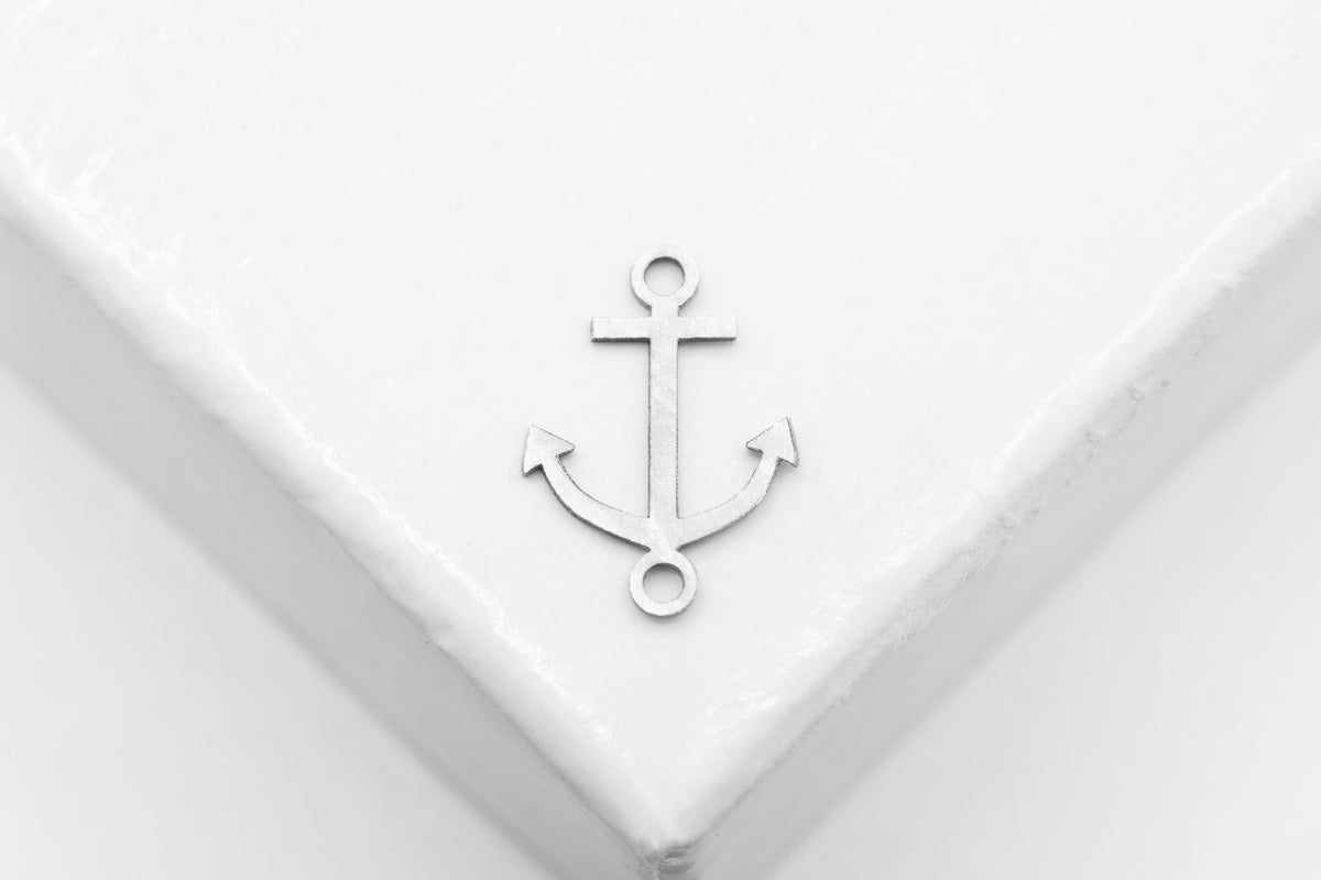 Anchor Connector Charm, 925 Sterling Silver, 10mm x 7mm, Wholesale, Sailor Anchor, Jewelry Making Charm