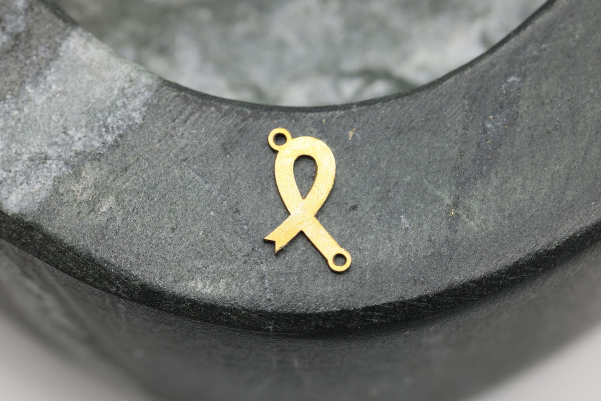 Ribbon Connector Charm, 14/20 Gold-Filled, 10mm x 5mm, Wholesale, Cancer Awareness Fundraising, Jewelry Making Charm