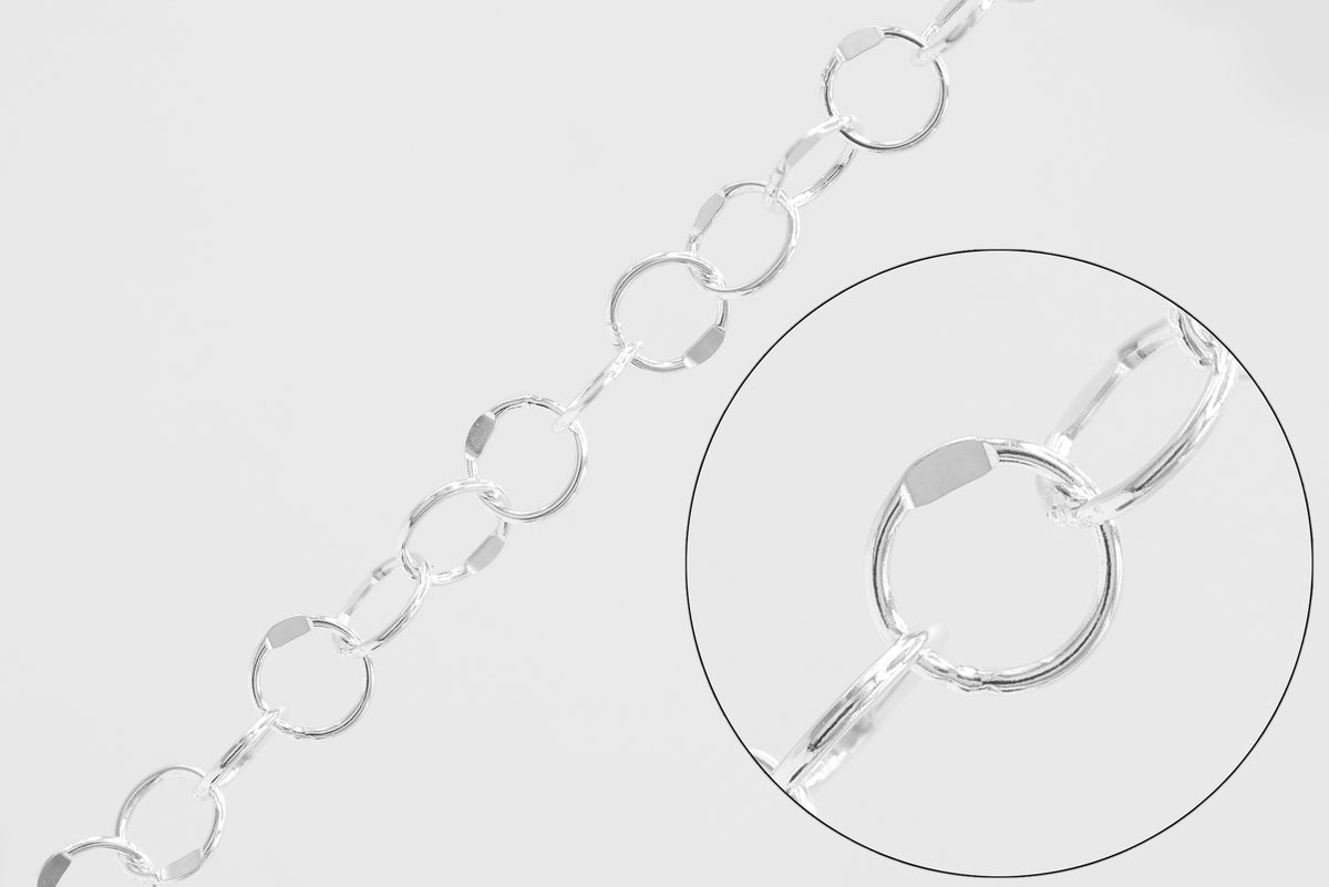 3mm Round Dapped Cable Chain, 925 Sterling Silver, Wholesale, Pay Per Foot, Jewelry Making Chain