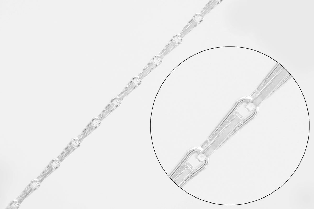 1mm x 2.5mm Bar Link Chain, 925 Sterling Silver, Wholesale, Pay Per Foot, Jewelry Making Chain