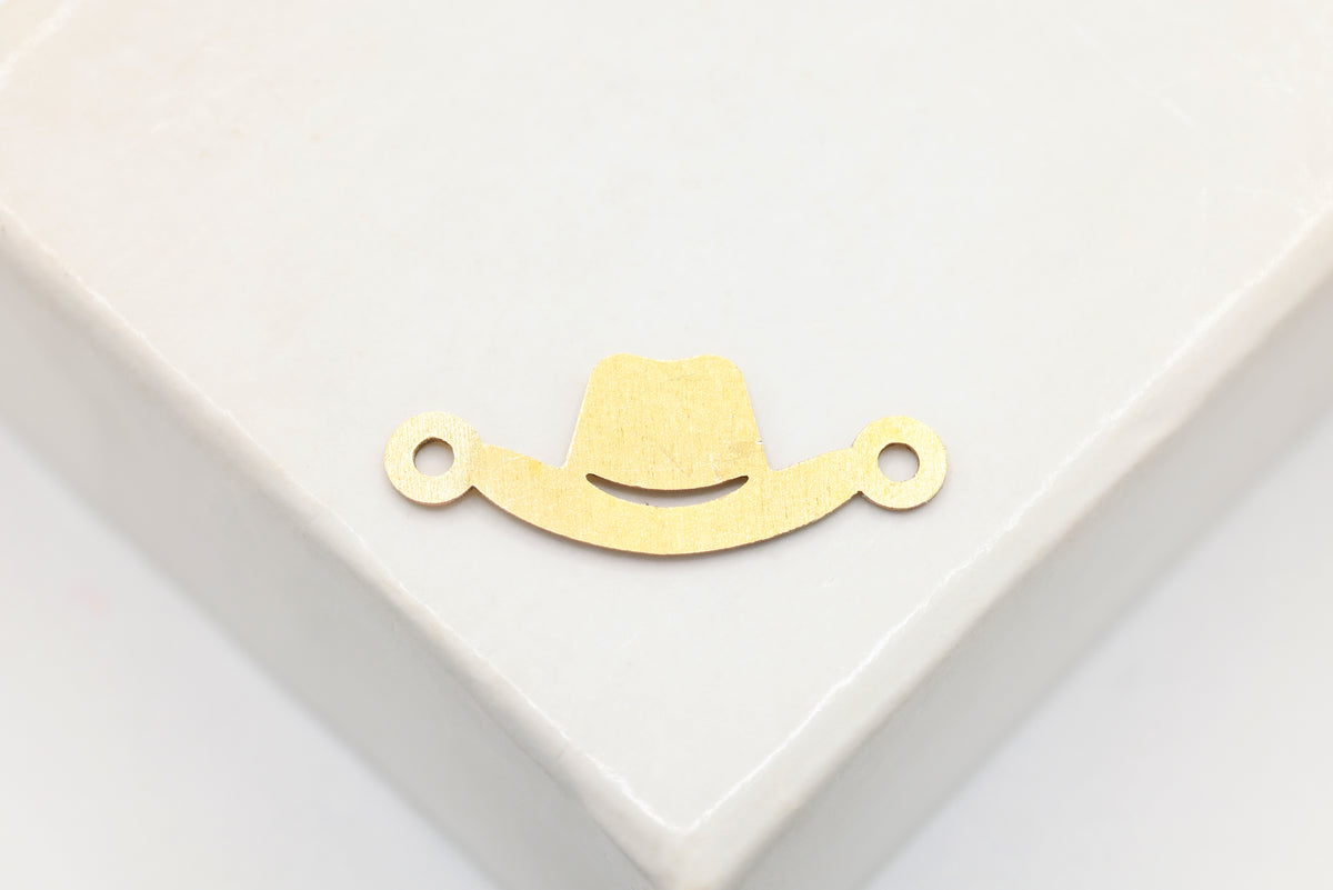 Cowboy Hat Connector Charm, 14/20 Gold-Filled, 15mm x 6mm, Wholesale, Cowgirl Hat, Jewelry Making Charm