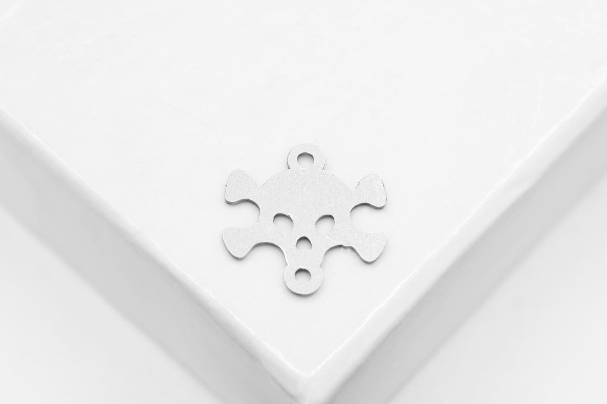 Skull and Bones Connector Charm, 925 Sterling Silver, 10mm x 10mm, Wholesale, Spooky Halloween Pirate Charm, Jewelry Making Charm