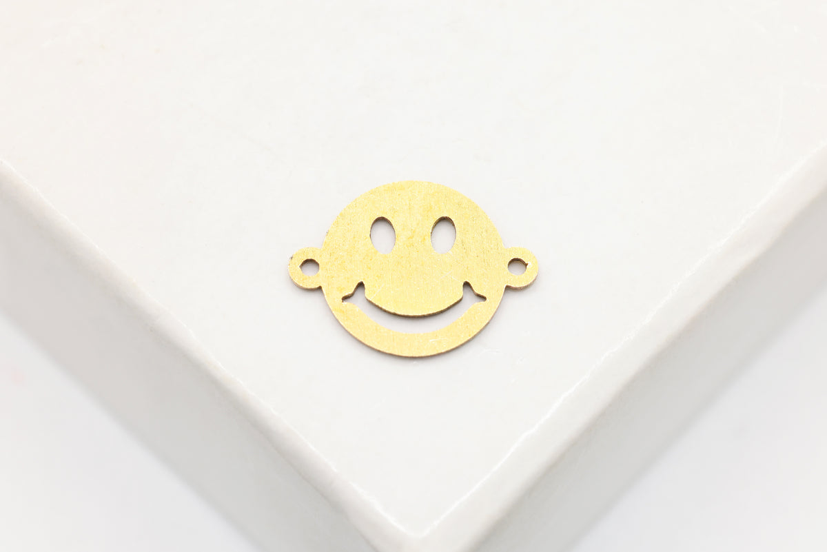 Happy Smiley Face Connector Charm, 14/20 Gold-Filled, 10mm x 7mm, Wholesale, Jewelry Making Charm