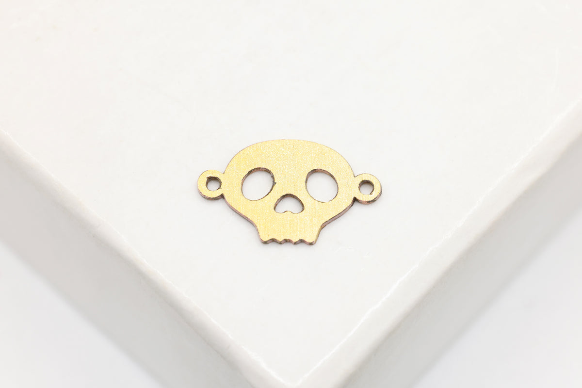 Skull Connector Charm, 14/20 Gold-Filled, 10mm x 7mm, Wholesale, Spooky Halloween Charm, Jewelry Making Charm