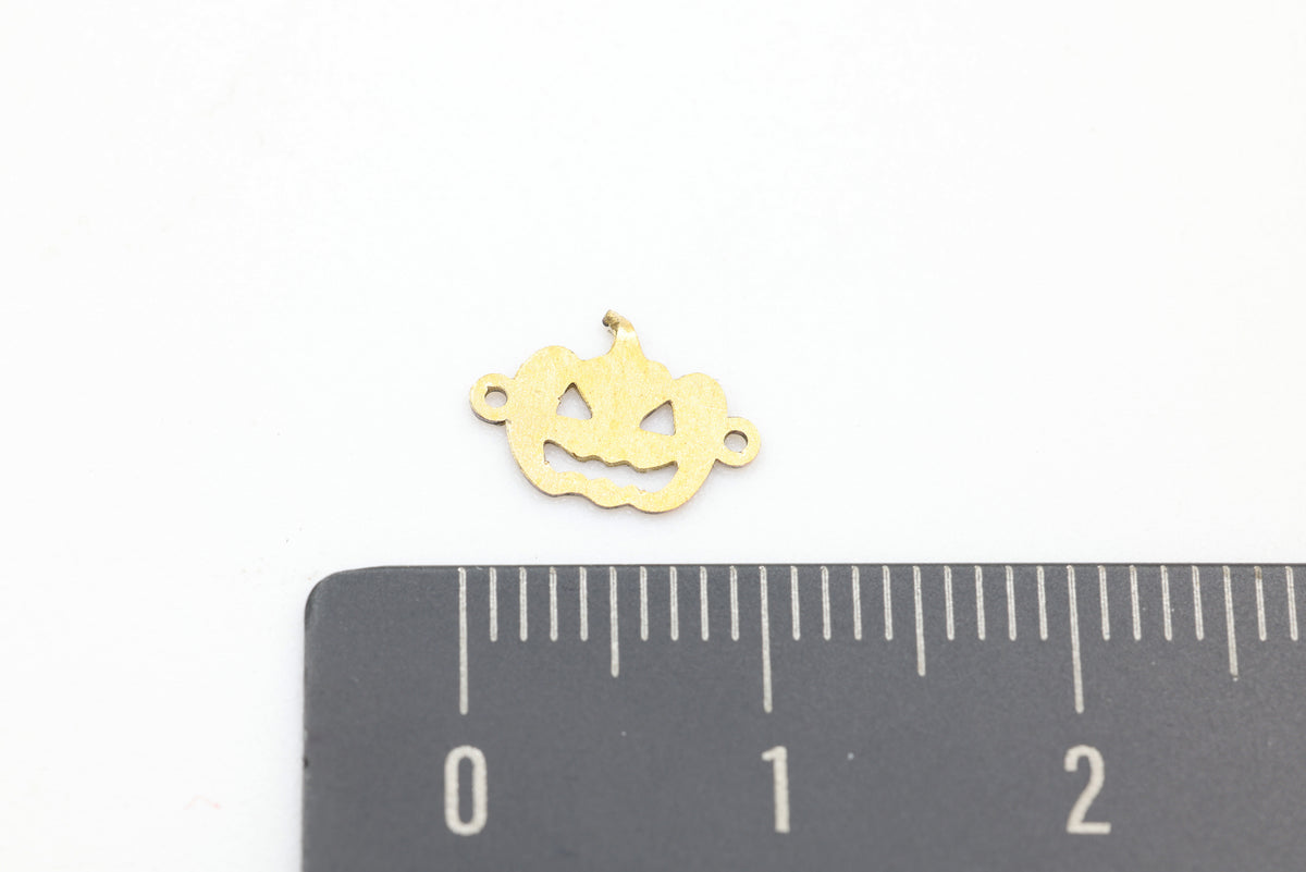 Jack-O'-Lantern Pumpkin Connector Charm, 14/20 Gold-Filled, 10mm x 7mm, Wholesale, Spooky Halloween Charm, Jewelry Making Charm