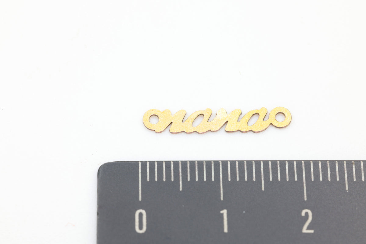 "Nana" Connector Charm, 14/20 Gold-Filled, 15mm x 4mm, Wholesale, Cursive Nana Grandmother Letters, Jewelry Making Charm