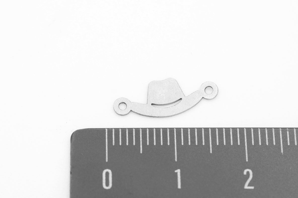 Cowboy Hat Connector Charm, 925 Sterling Silver, 15mm x 6mm, Wholesale, Cowgirl Hat, Jewelry Making Charm